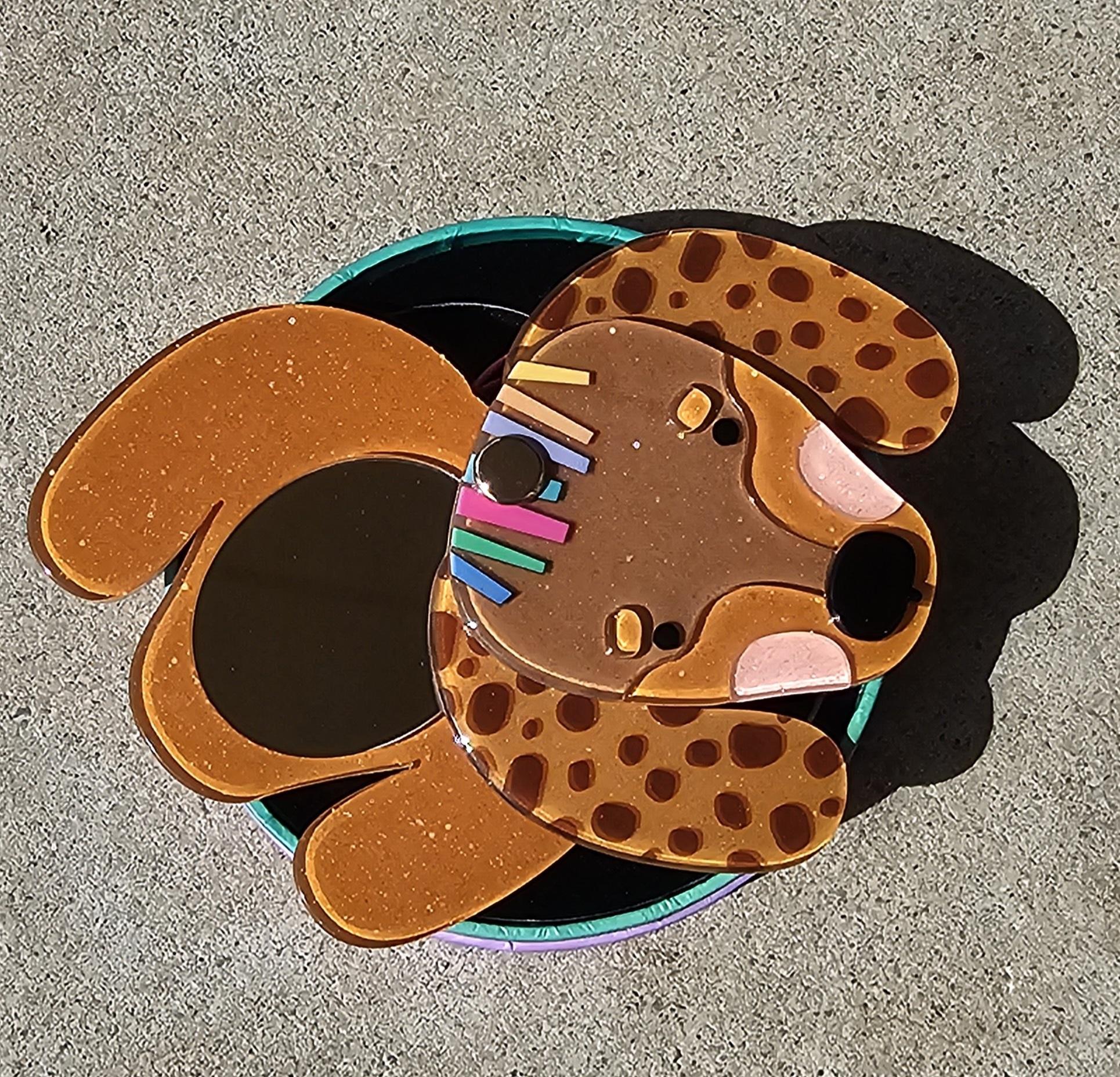 Erstwilder Mirror Compact - Darcy the Dachshund - morpeth antique centre hunter region valley erstwilder brooch mirror compact earrings necklace hair clips retro collectable kutopia darcy the dachshund dog sausage