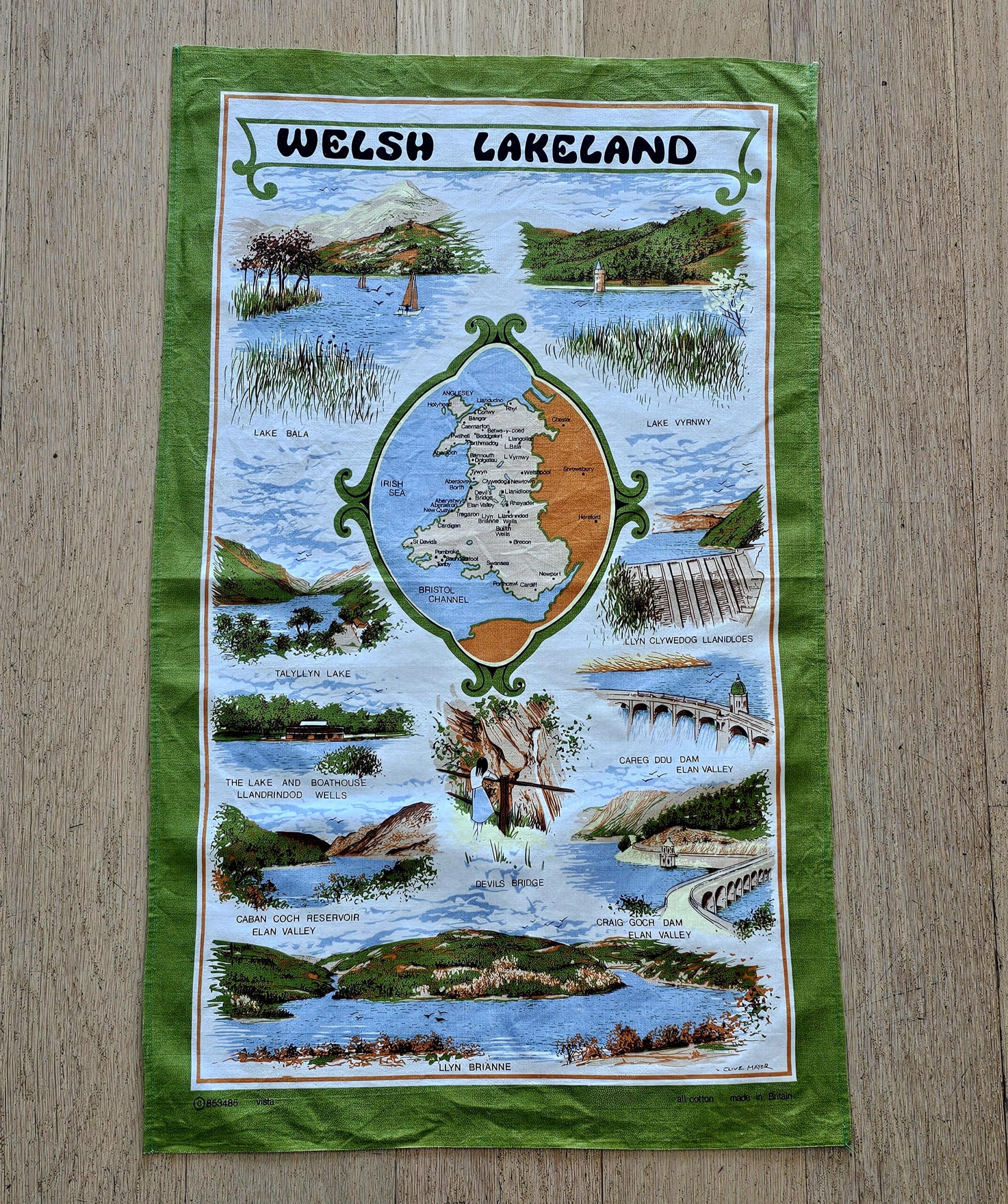 Teatowel - Welsh Lakeland - morpeth antique centre hunter valley region cotton linen tea towel vintage road trip destinations country city towns places