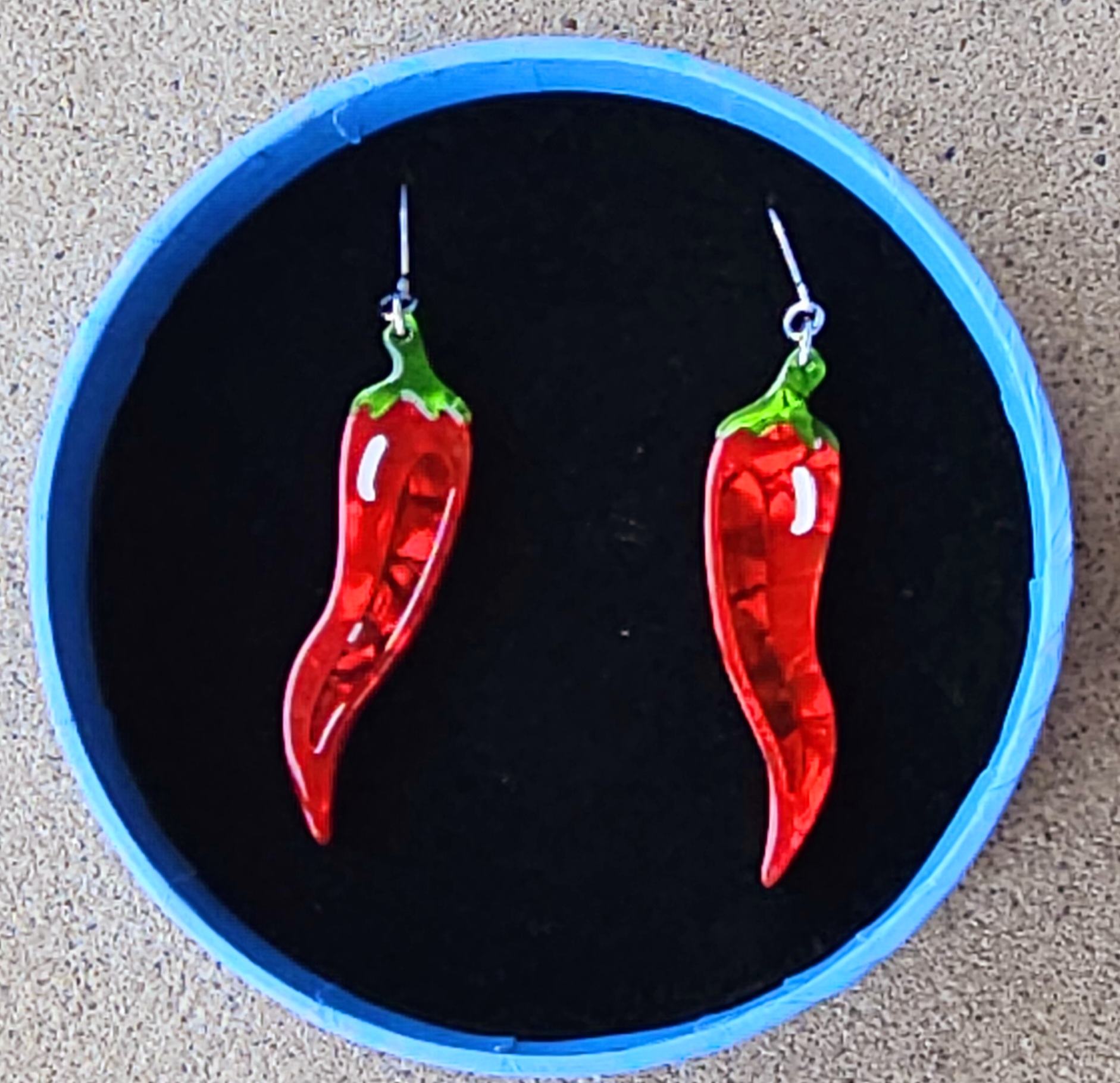 Erstwilder Earrings - Lucky Little Horn - morpeth antique centre hunter valley region erstwilder love everlasting valentines day brooch earrings necklace hair clip retro collectable che bello ciao bella italian italy venice pisa rome cinque terre, tuscany roman holiday roman holiday lucky little horn red hot chilli pepper amalfi sorrento coast