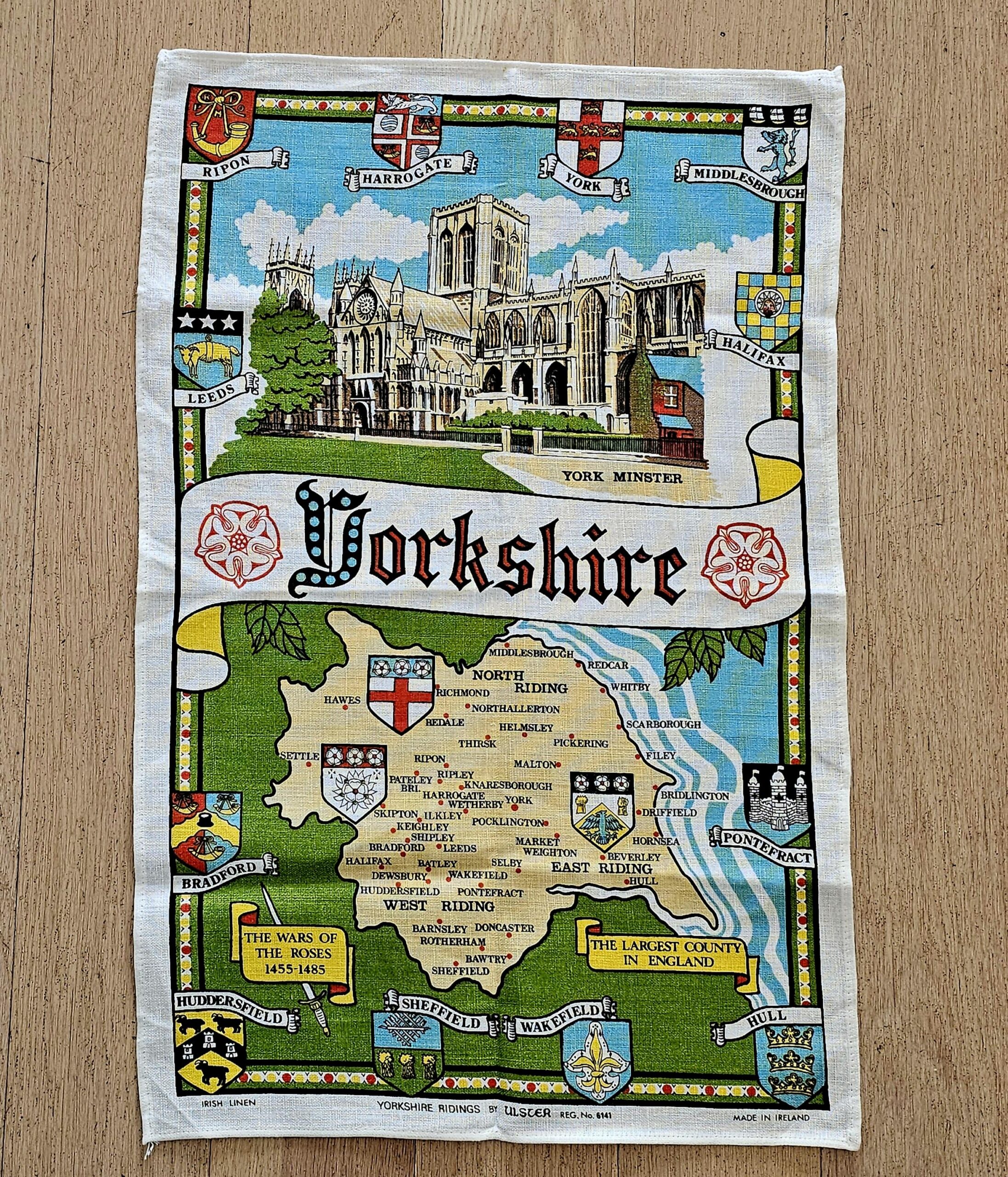 Teatowel - Yorkshire - morpeth antique centre hunter valley vintage teatowel road trip yorkshire united kingdom england linen