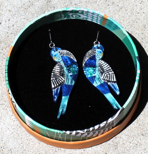 morpeth antique centre hunter valley erstwilder necklace earrings brooch clips clare youngs a budgie named chirp budgerigar blue