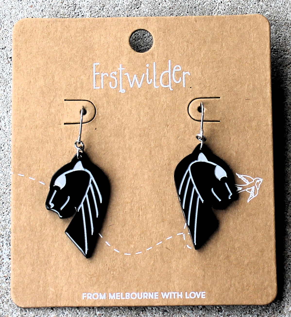 Erstwilder Earrings - Jaguar Black/Silver - morpeth antique centre hunter region valley erstwilder retro collectable art deco 1920 1930's egyptian revival flapper roaring twenties style glamour earrings cat gold silver black lion panther jaguar enamel pin brooch egypt