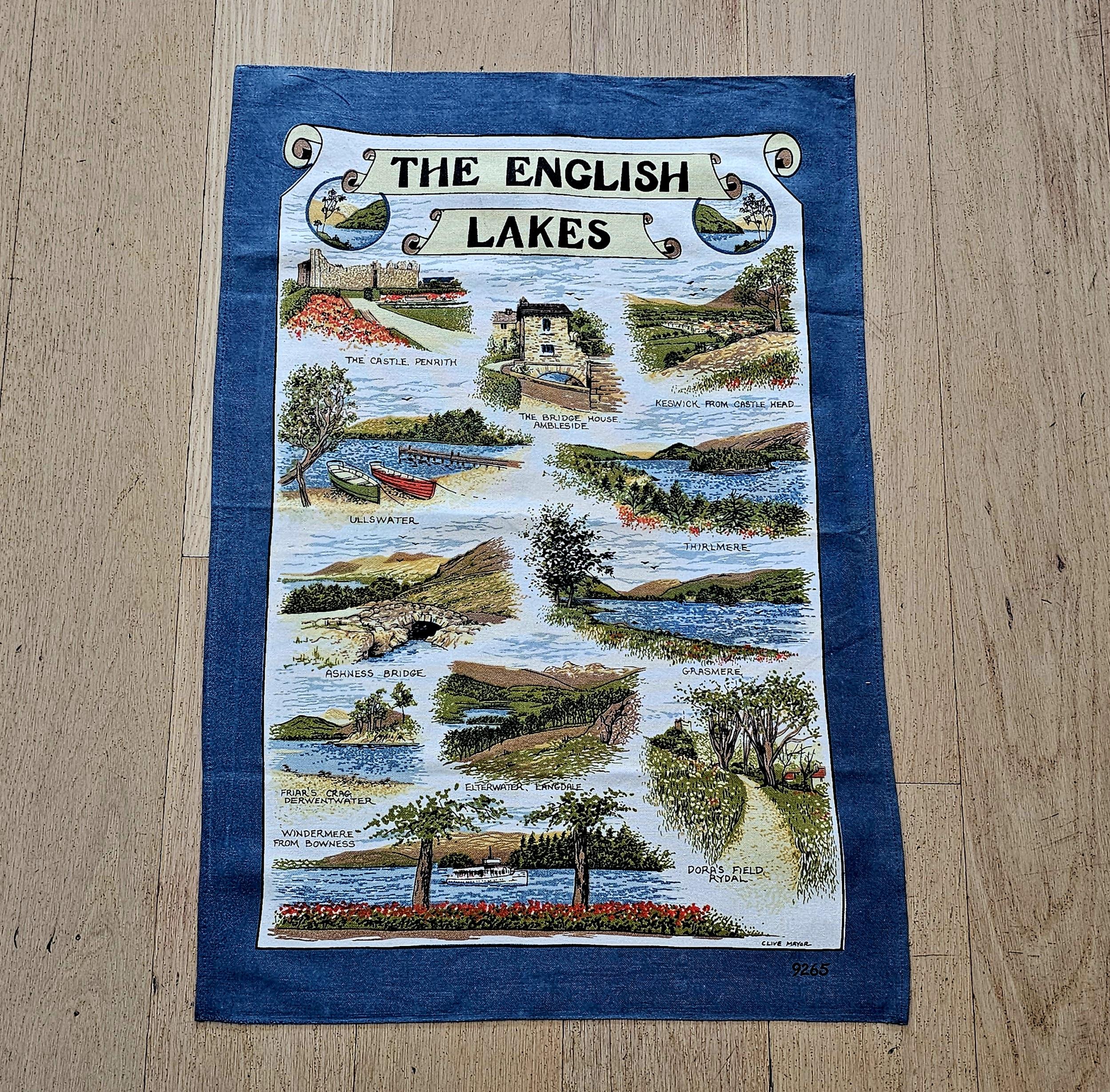 Teatowel - The English Lakes - morpeth antique centre hunter valley region vintage tea towel cotton linen blend road trip memory town village irish souvenier english lakes