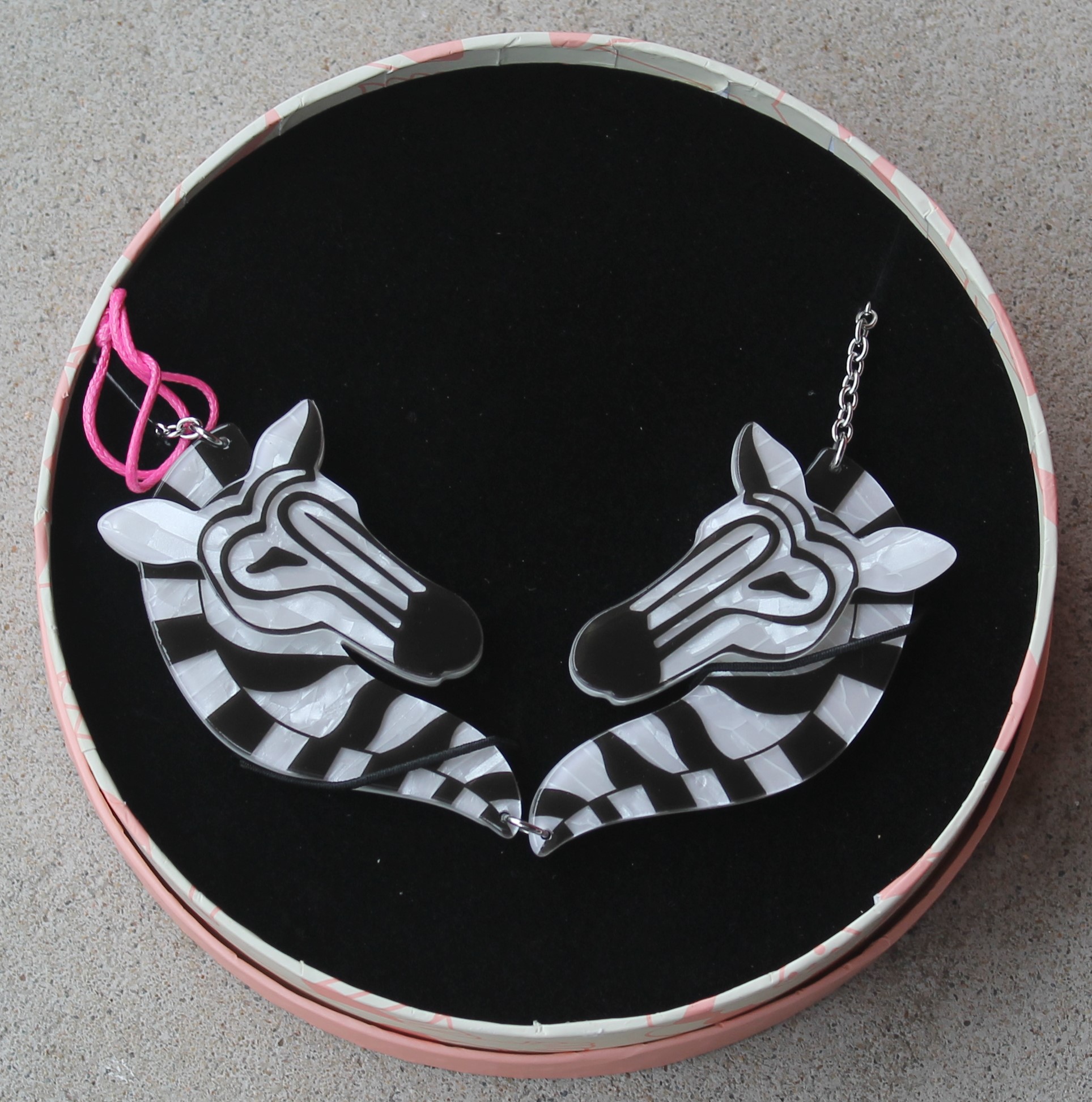 Erstwilder Necklace - Zelda the Zany Zebra - morpeth antique centre hunter valley region erstwilder brooch earrings necklace enamel pin clip mini fan favourites dogs retro collectable zelda zany zebra