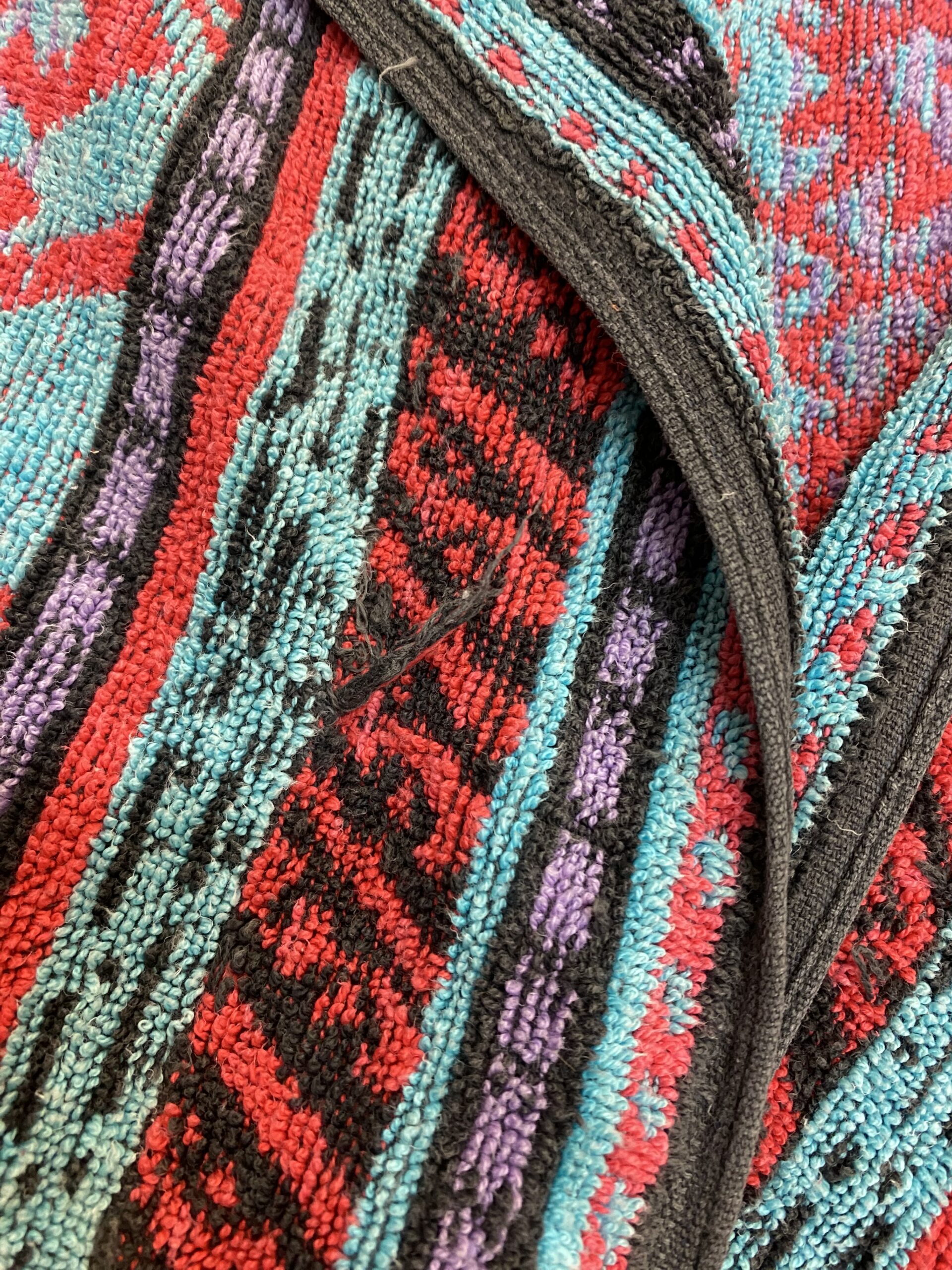 Vintage Towel - 90's Blue, Red and Purple - hunter region campbells store morpeth hunter valley coastal beach towel retro vintage dickies clothing fashion hat bright colourful reuse upcycle