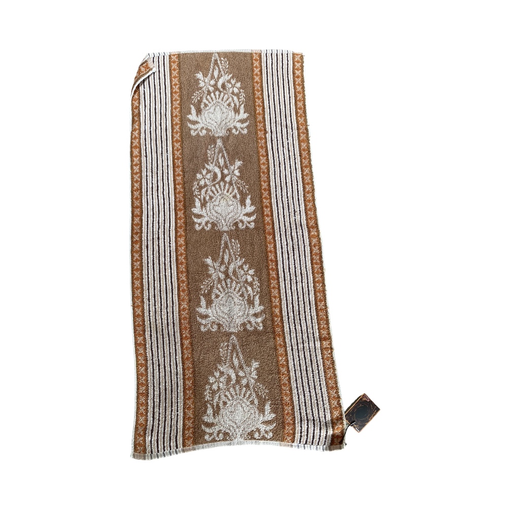Vinatge Towel - Brown and White with Flower Pots - hunter region campbells store morpeth hunter valley coastal beach towel retro vintage dickies clothing fashion hat bright colourful reuse upcycle shop 50 phylum