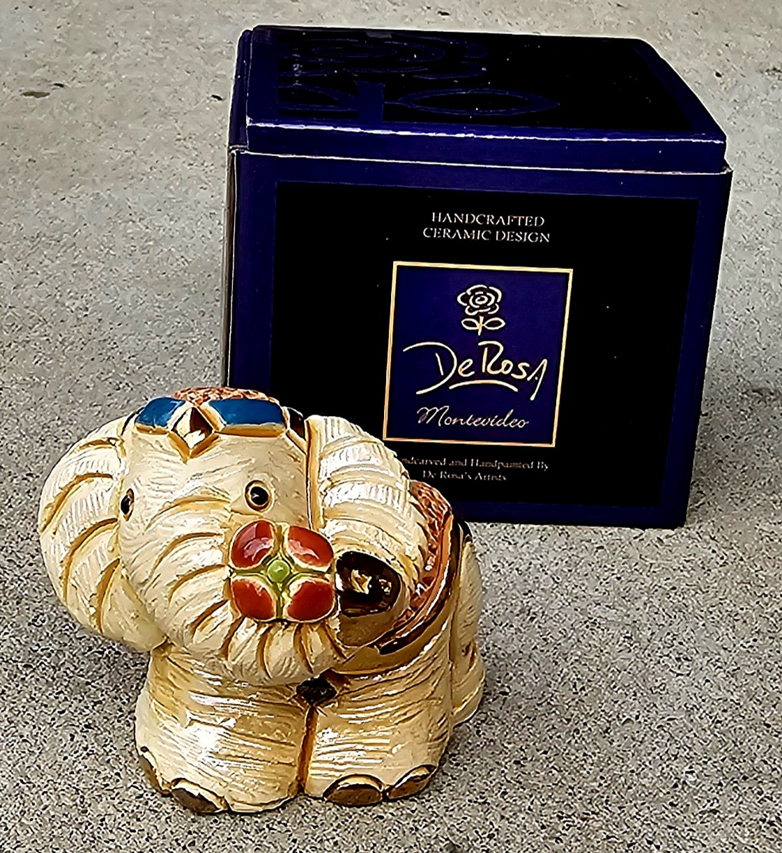 Rinconada Mini Elephant White M19 - morpeth antique centre hunter valley region rinconada de rosa pottery enamel gold gilt figurine elephant M19