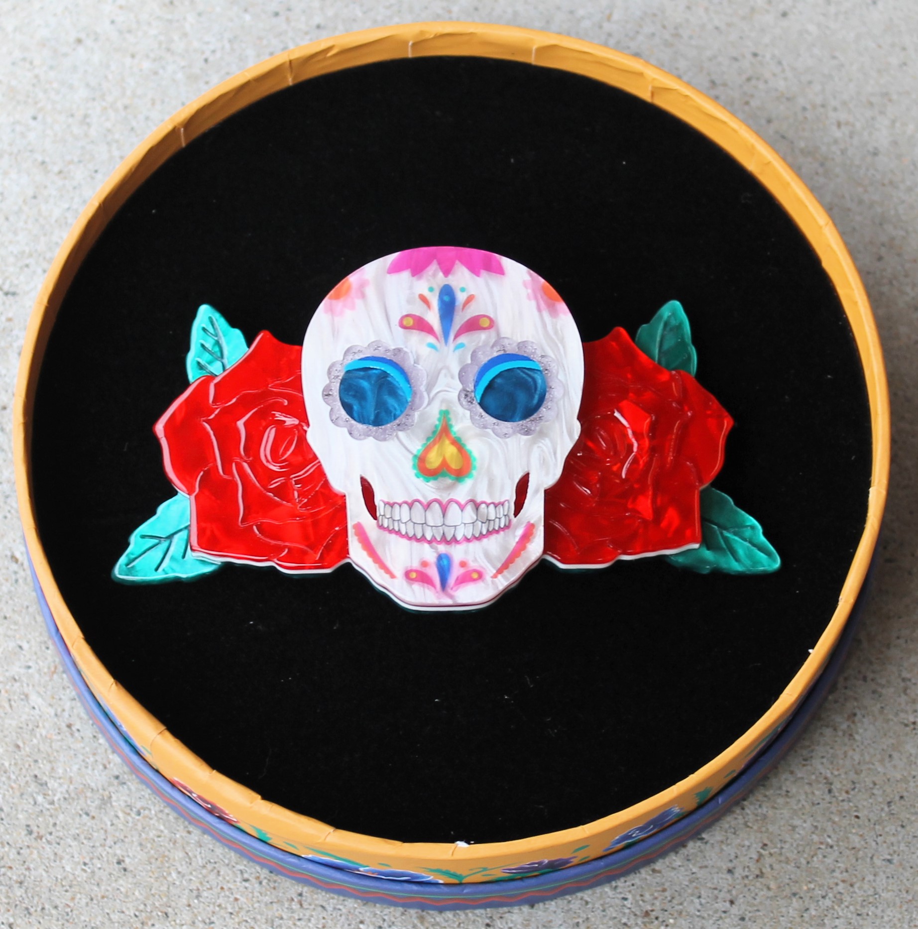 Erstwilder Hair Barrette - Dia De Los Muertos - morpeth antique centre hunter valley region erstwilder frida kahlo brooch essential earrings hair clips necklace enamel pin fan dia de los muertos human skull