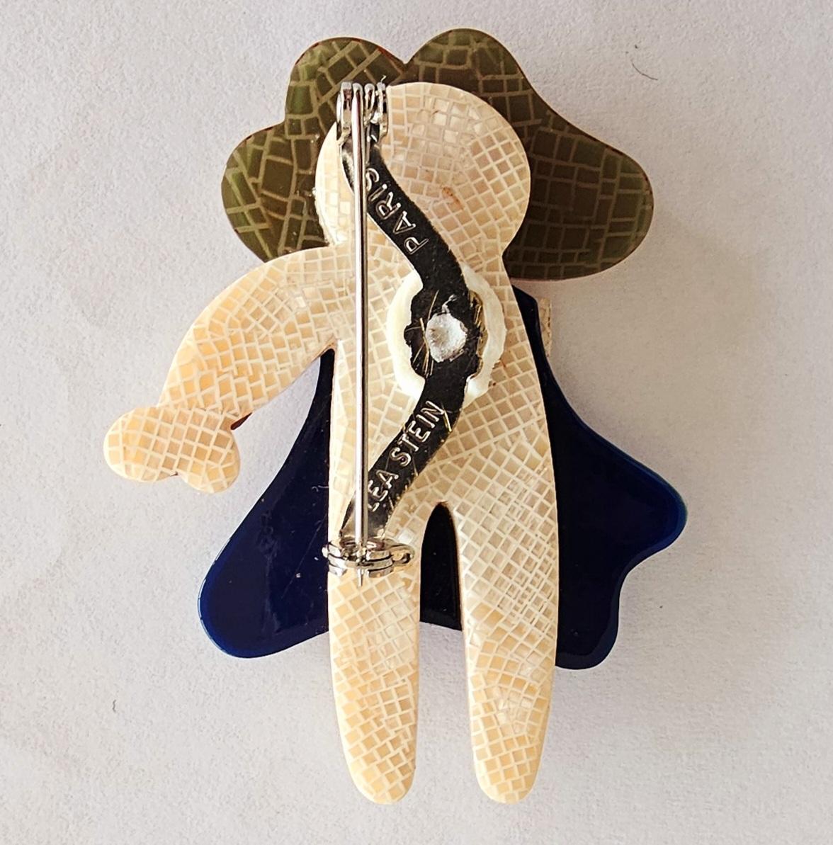 Vintage Lea Stein Brooch - Dancing Girl - morpeth antique centre hunter valley region erstwilder lea stein resin plastic brooch jewellery art deco retro mid century collectable fashion designer girl dress