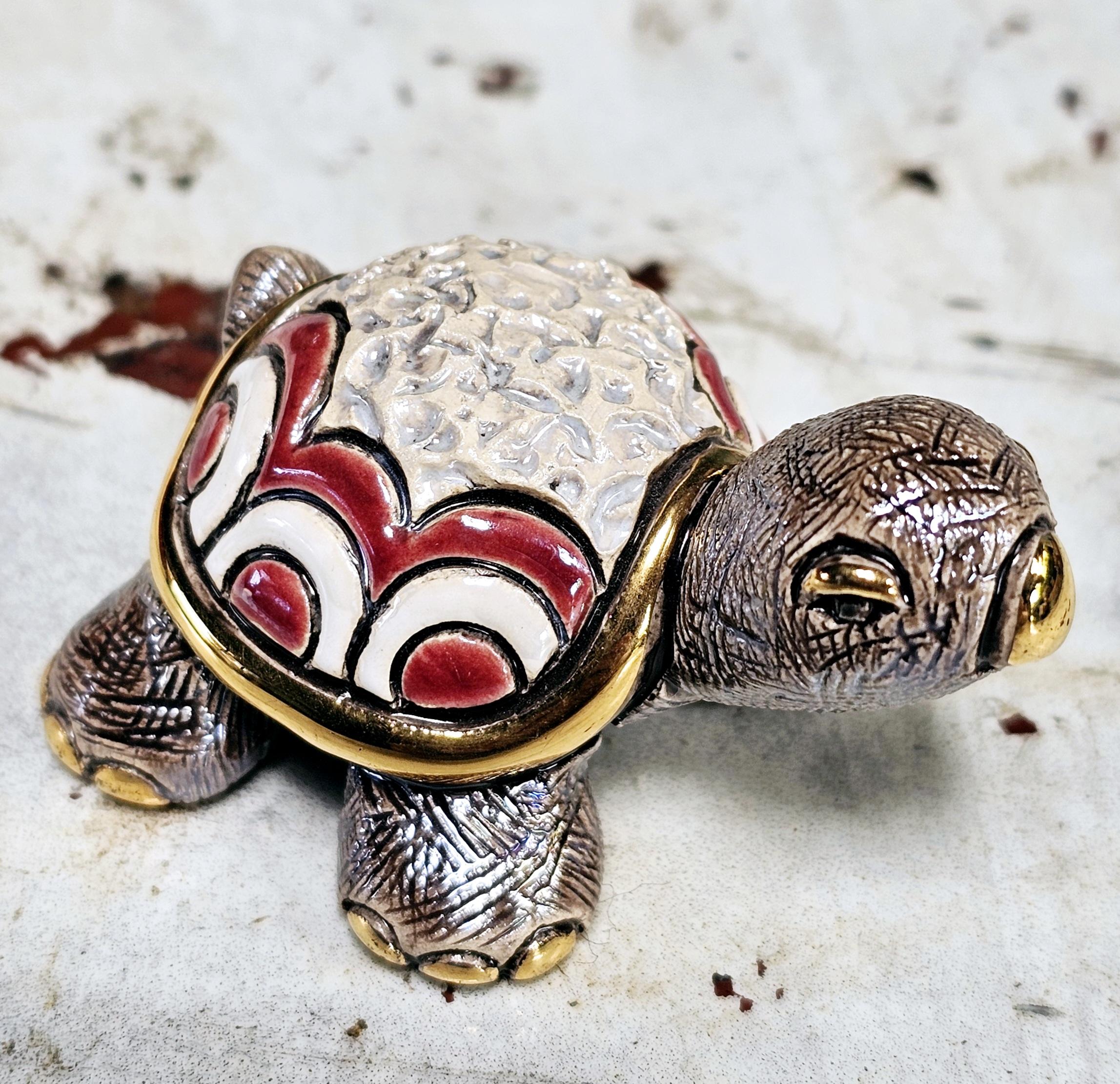 Rinconada - Turtle M08 - morpeth antique centre hunter region valley de rosa rinconada uraguay pottery enamel gold gilded gilt hand made artisan crafted turtle tortoise mini