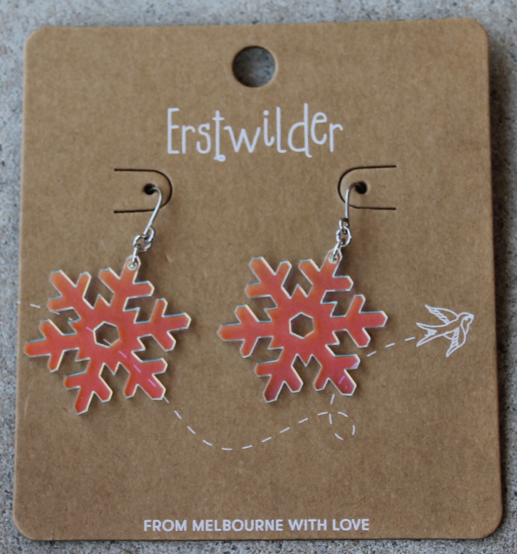 Erstwilder Earrings - Snowflake Iridescent - morpeth antique centre hunter valley erstwilder earrings brooch necklace enamel ornament pin retro collectable merry kitschmas christmas snowflake