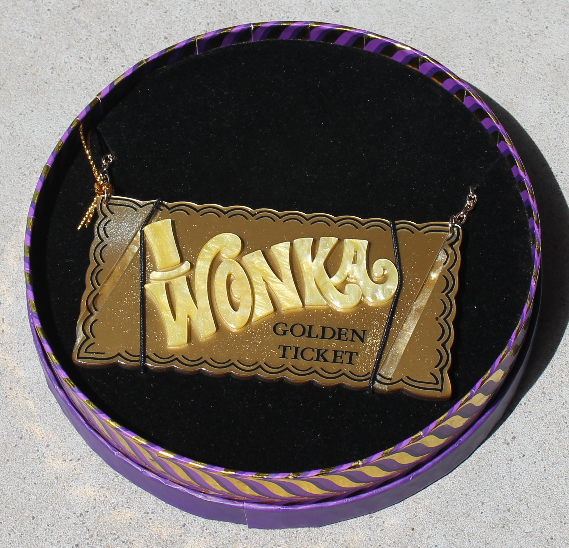 Erstwilder Necklace - Golden Ticket - morpeth antique centre hunter valley region willy wonka chocolate factory erstwilder wall art earrings necklace brooch hair clip retro collectable golden ticket