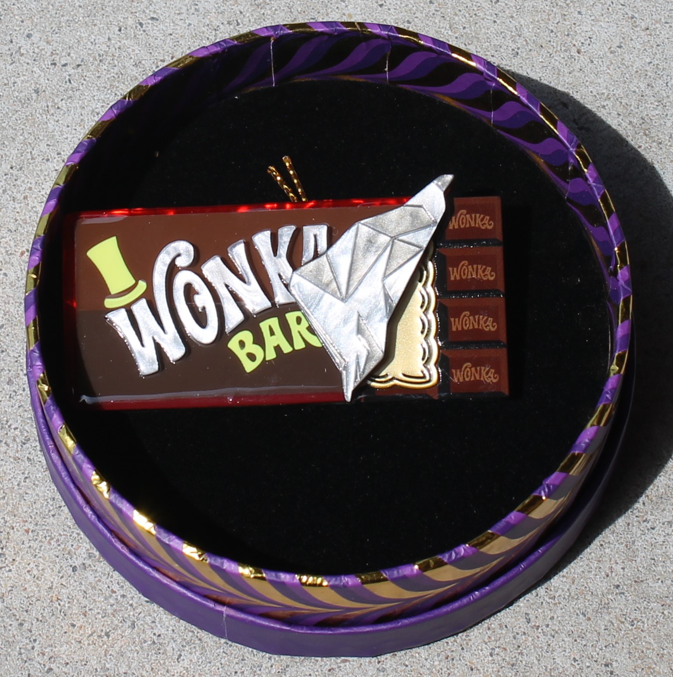 Erstwilder Brooch - Winning Wonka Bar - morpeth antique centre hunter valley region willy wonka chocolate factory erstwilder wall art earrings necklace brooch hair clip retro collectable winning bar