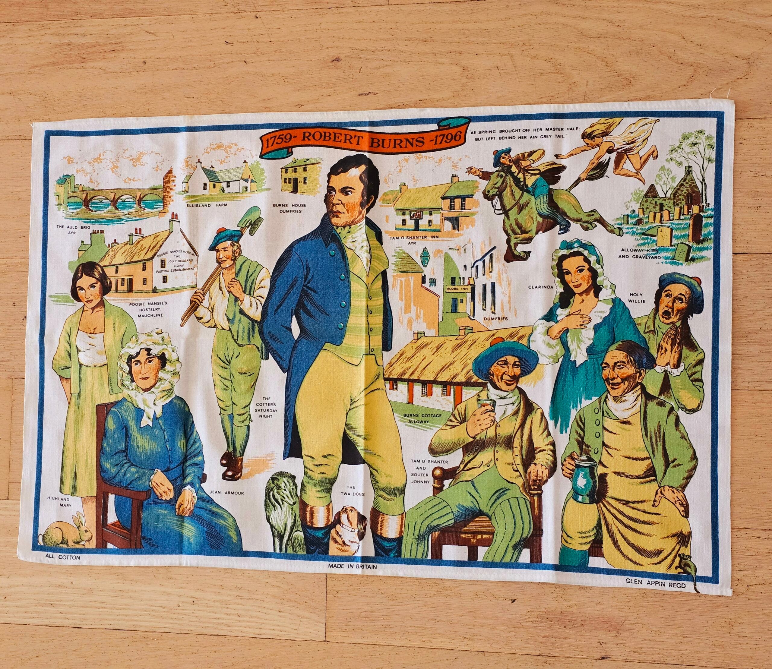 Teatowel - Robert Burns - morpeth antique centre hunter valley region road trip tea towel cotton linen blend poland czechoslovakia australian european international destination town city robert burns scotland