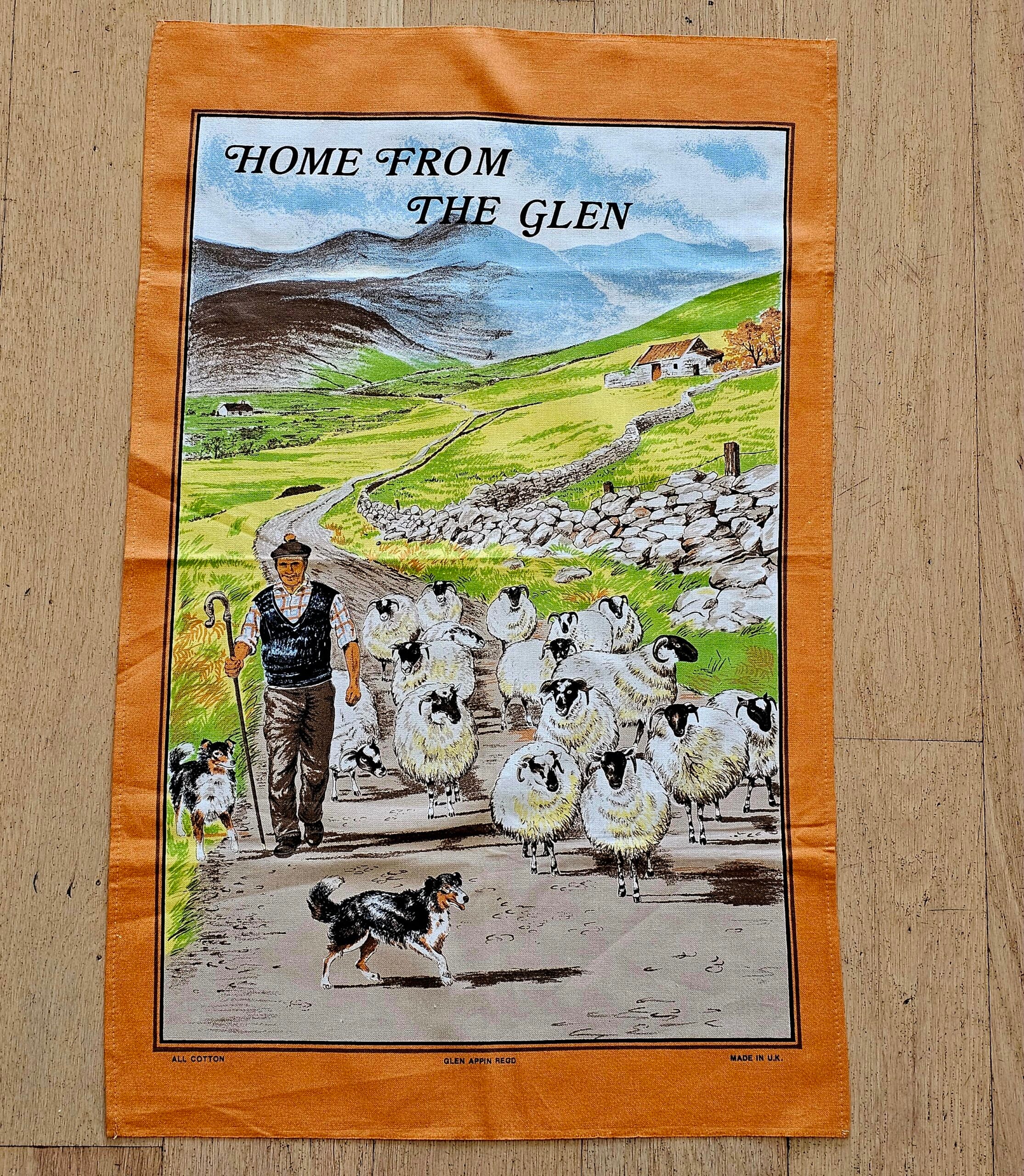 Teatowel - Glen Appin, Scotland (Sheep) - morpeth antique centre hunter valley region road trip tea towel cotton linen blend poland czechoslovakia australian european international destination town city glen appin home from the scotland