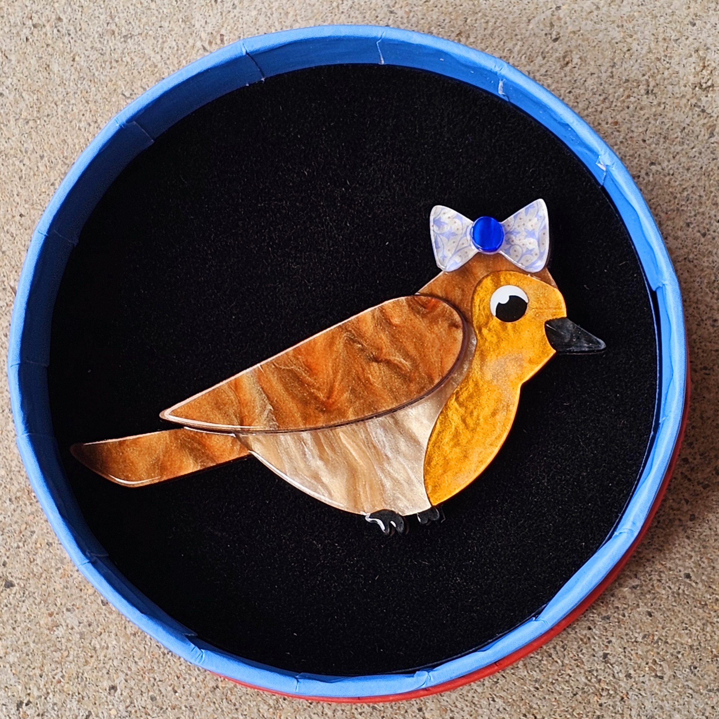 Erstwilder Brooch - Rosie the Robin - morpeth antique centre hunter valley region erstwilder mini brooch necklace pin enamel earring set valentines london calling royal family united kingdom england retro collectable resin plastic love rosie the robin