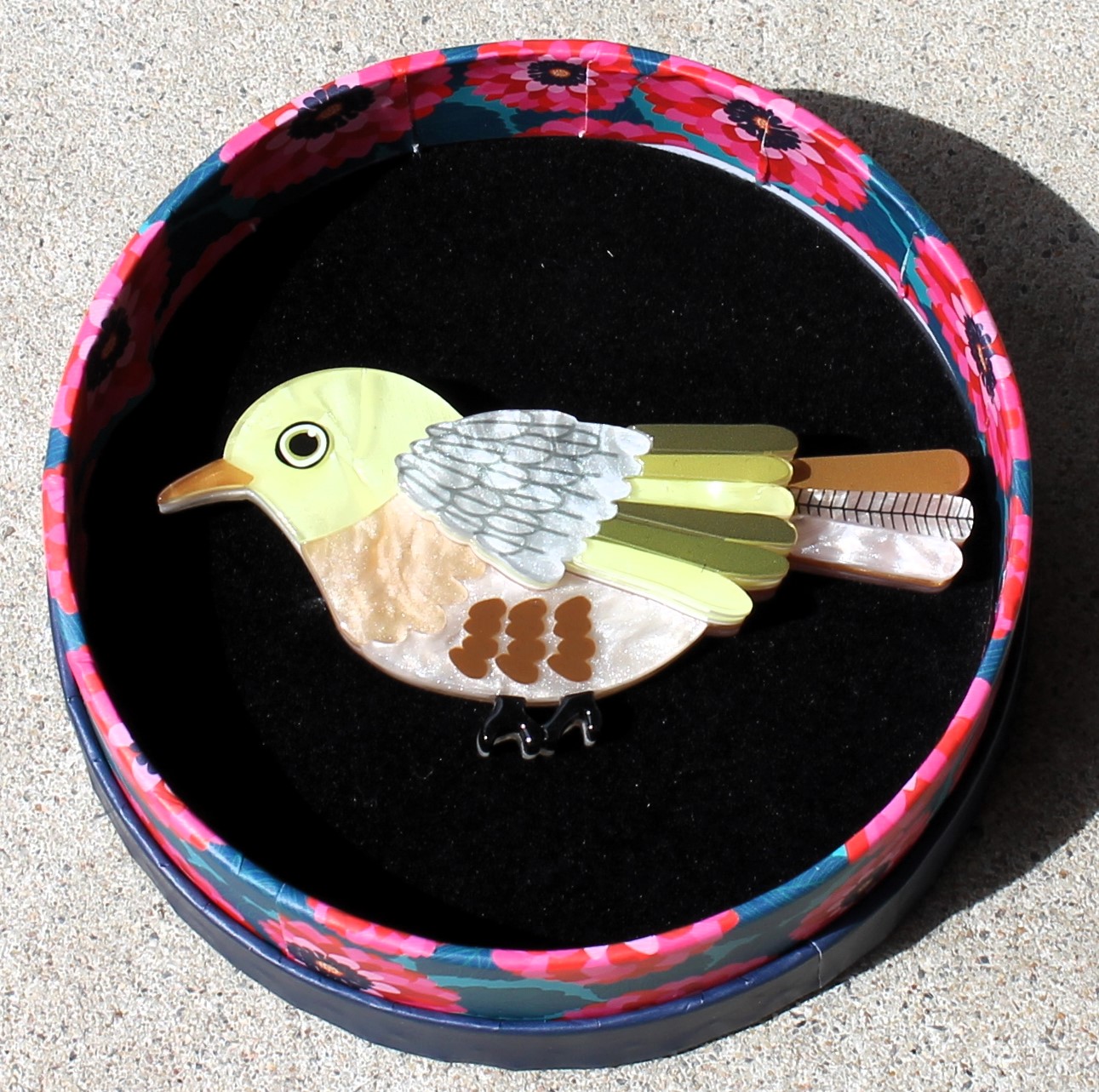 Erstwilder Brooch - Treasured Tauhou (Silvereye) - morpeth antique centre hunter valley region erstwilder necklace earrings brooch hair cardigan clips enamel pin jocelyn proust designs treasured tauhou