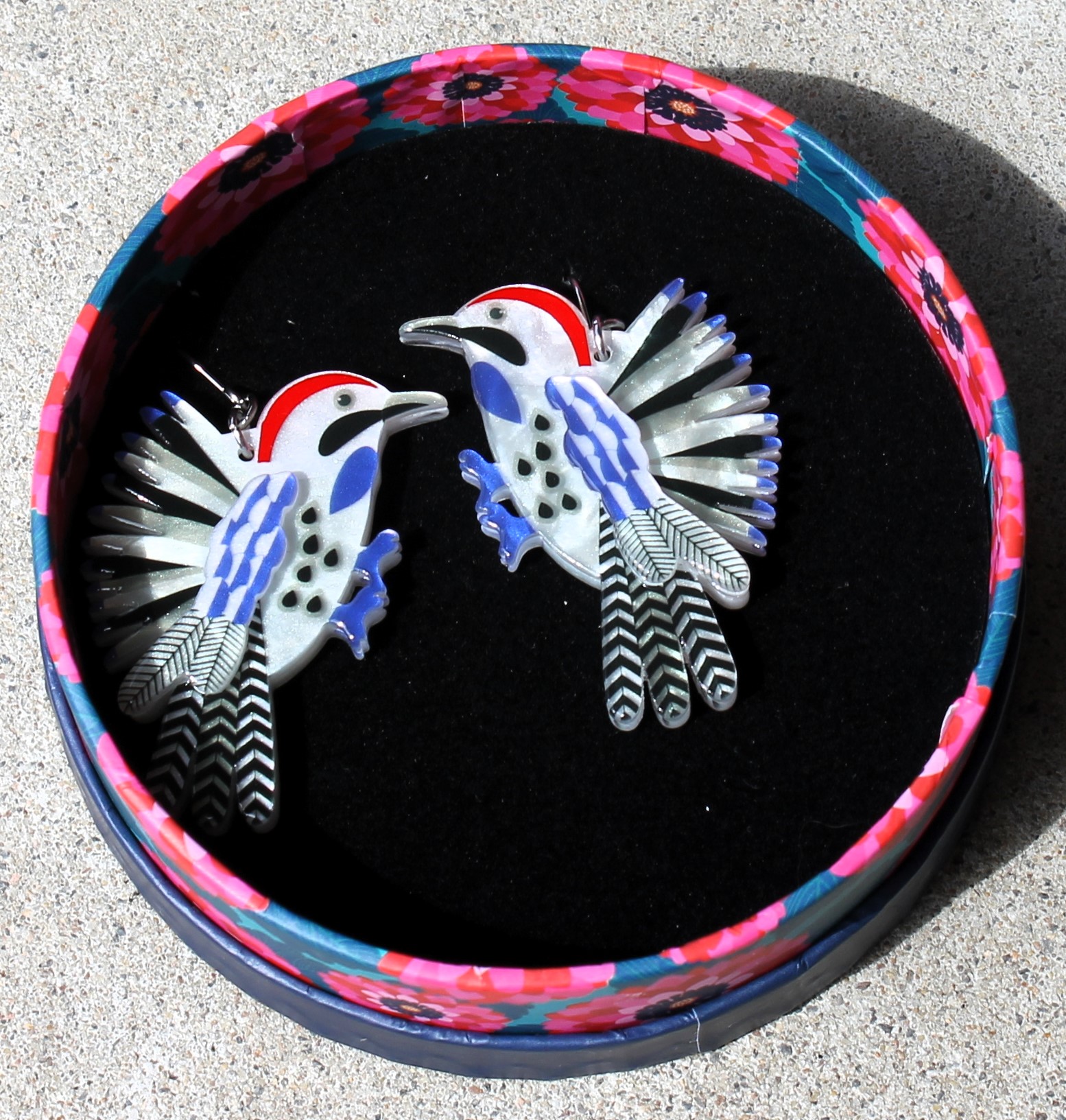 Erstwilder Earrings - Wondrous Woodpecker - morpeth antique centre hunter valley region erstwilder necklace earrings brooch hair cardigan clips enamel pin jocelyn proust designs wondrous woodpecker bird
