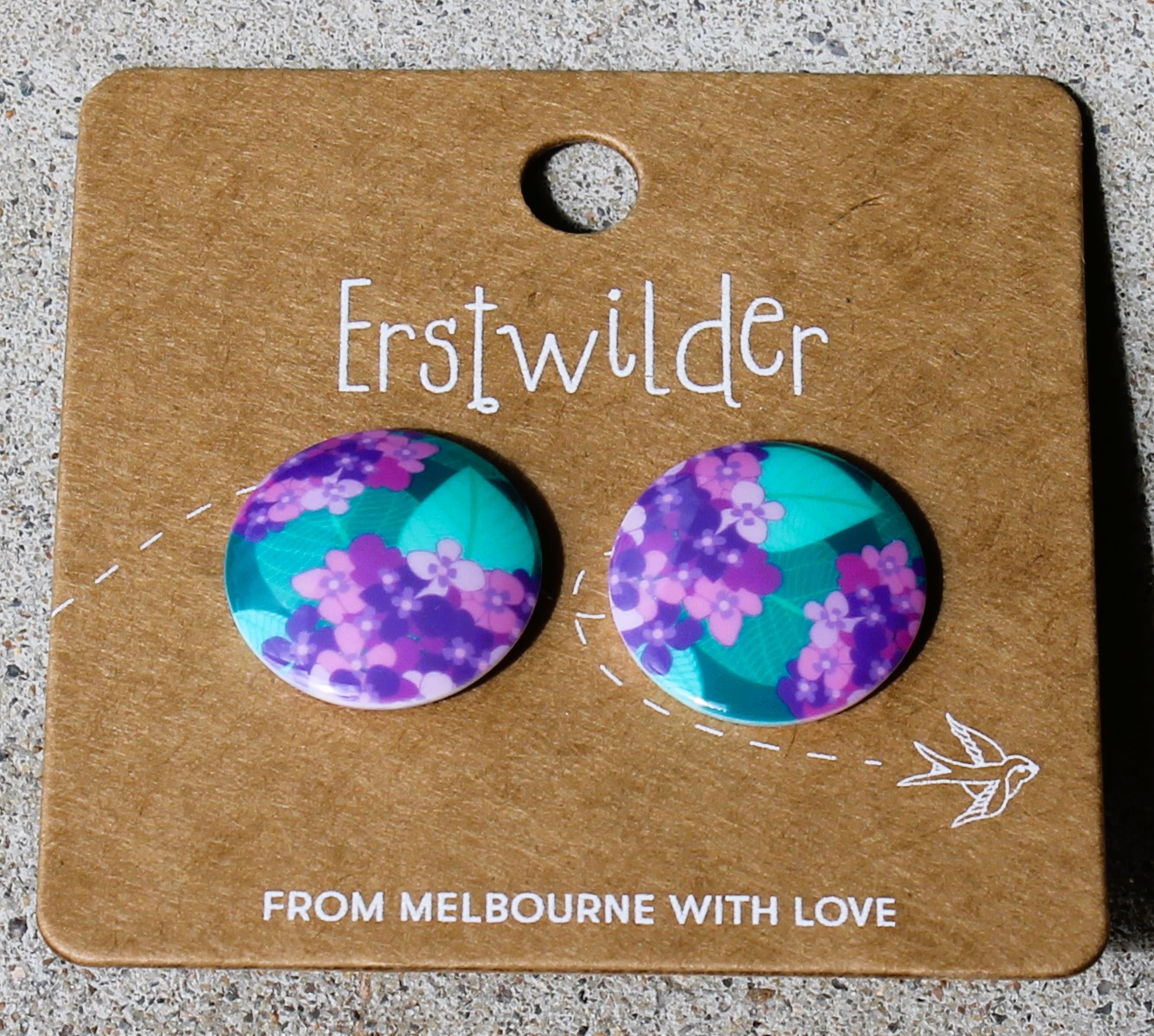 Erstwilder Earrings - Hydrangea Round - morpeth antique centre hunter valley region erstwilder necklace earrings brooch hair cardigan clips enamel pin jocelyn proust designs hydrangea button