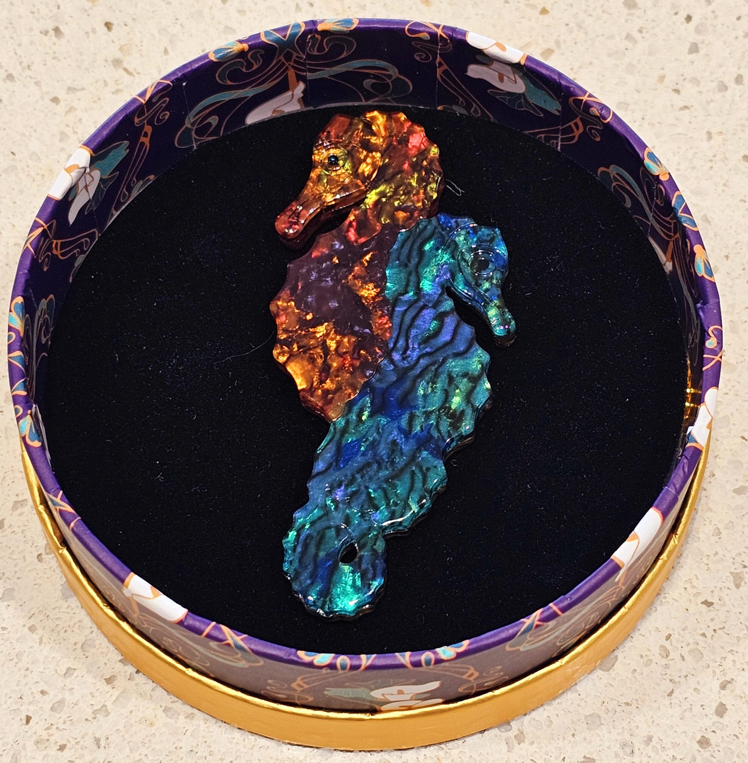 Erstwilder Brooch - Dance Partners - morpeth antique centre hunter valley region vintage erstwilder resin brooch secondary market collectable dance partners seahorse