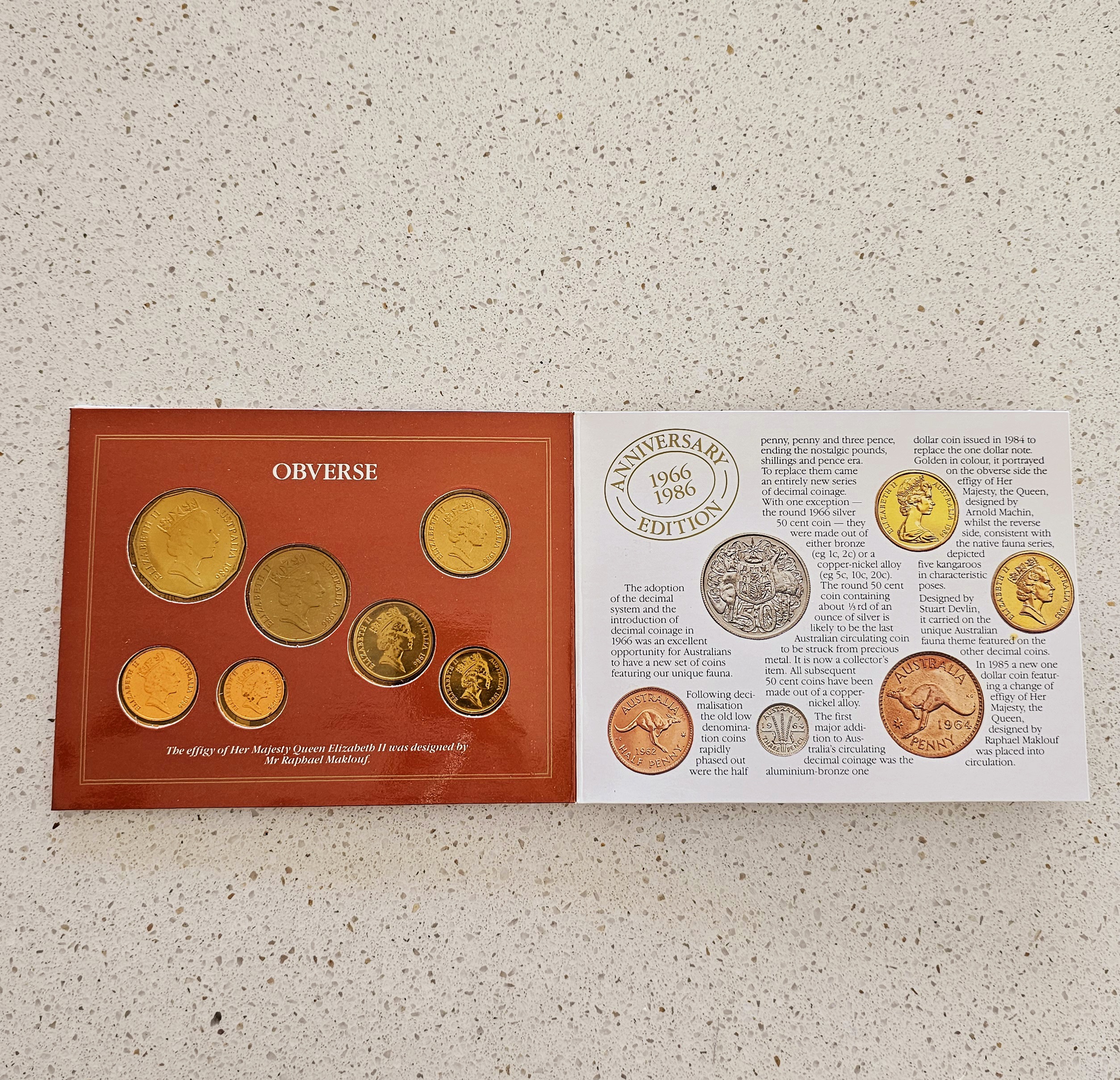 Australian Mint Uncirculated Coin Set - 1986 - morpeth antique centre hunter valley region australian mint set uncirculated coins birth year 1986 international year of peace dove