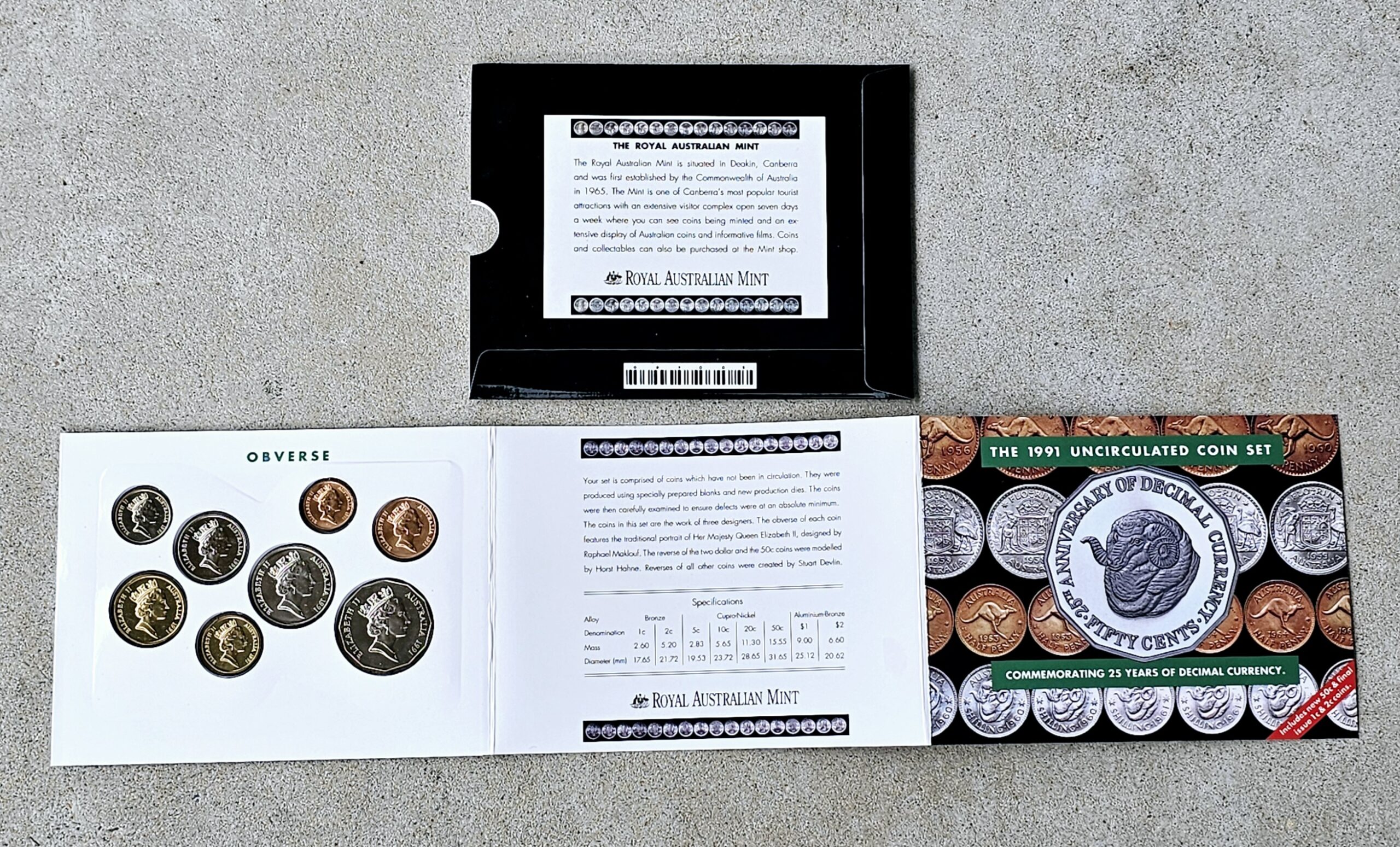 Australian Uncirculated Coin Set - 1991 - morpeth antique centre hunter valley region vintage coin set decimal currency 1991 royal australin mint