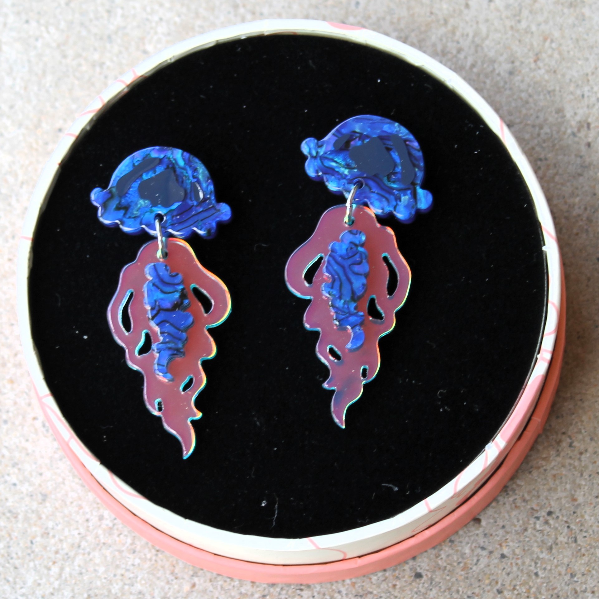 Erstwilder Earrings - Slippin' Under - morpeth antique centre hunter valley region erstwilder necklace earrings brooch fan favourites slippin' under jelly fish ocean creature