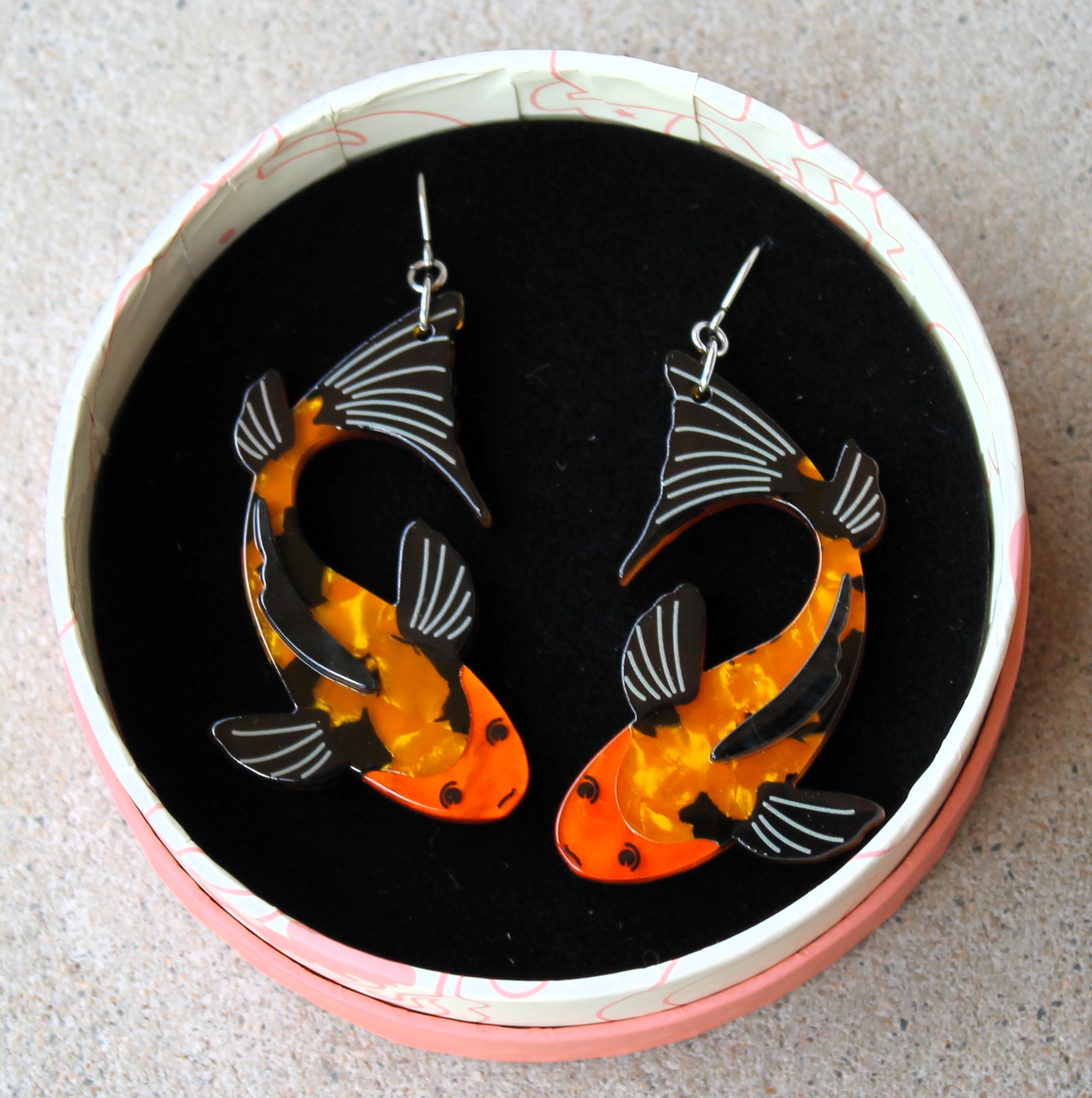 Erstwilder Earrings - Playing Koi - morpeth antique centre hunter valley region erstwilder necklace earrings brooch fan favourites fancy new do hair dressing salon curling hair dryer 1950's
