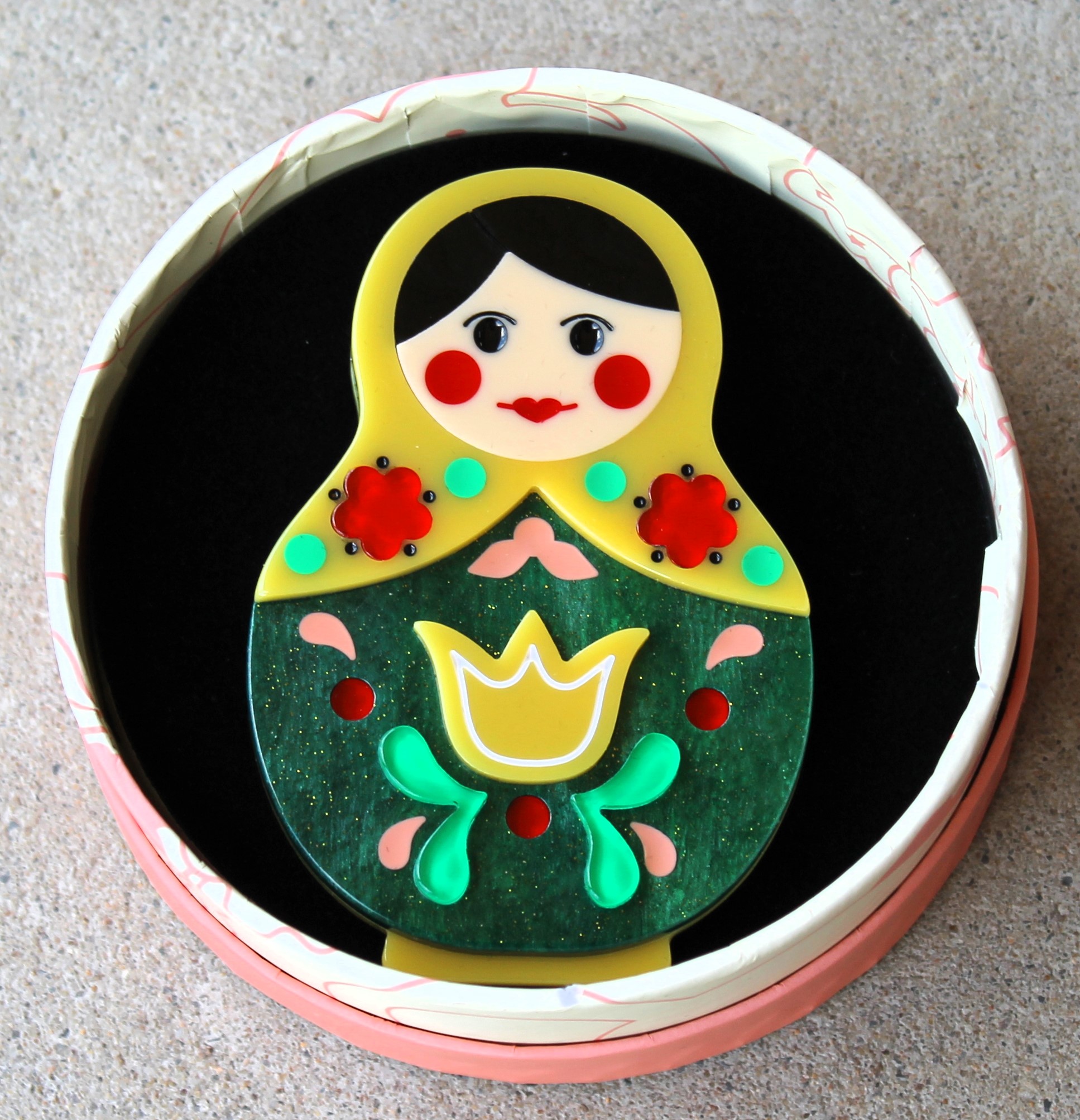 Erstwilder Brooch - Matryoshka Memories Toy - morpeth antique centre hunter valley region erstwilder necklace earrings brooch fan favourites matryoshka memories toy babushka russian ukrainian hand painted nesting doll