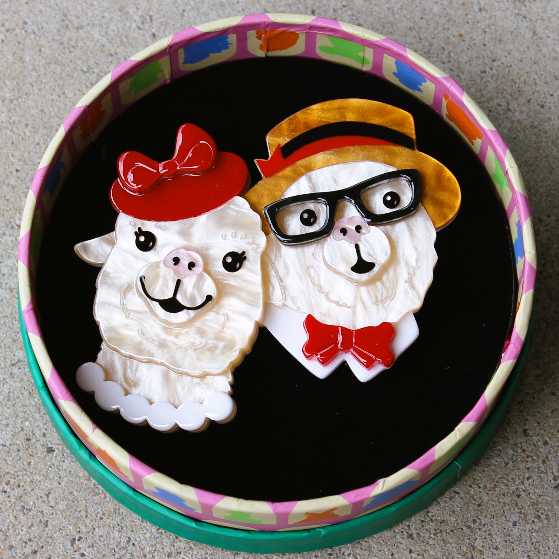 Erstwilder Brooch - The Enamoured Alpacas - morpeth antique centre hunter valley erstwilder australia ocean sea pacific region brooch necklace enamel pin earring stud drop retro collectable the enamoured alpacas