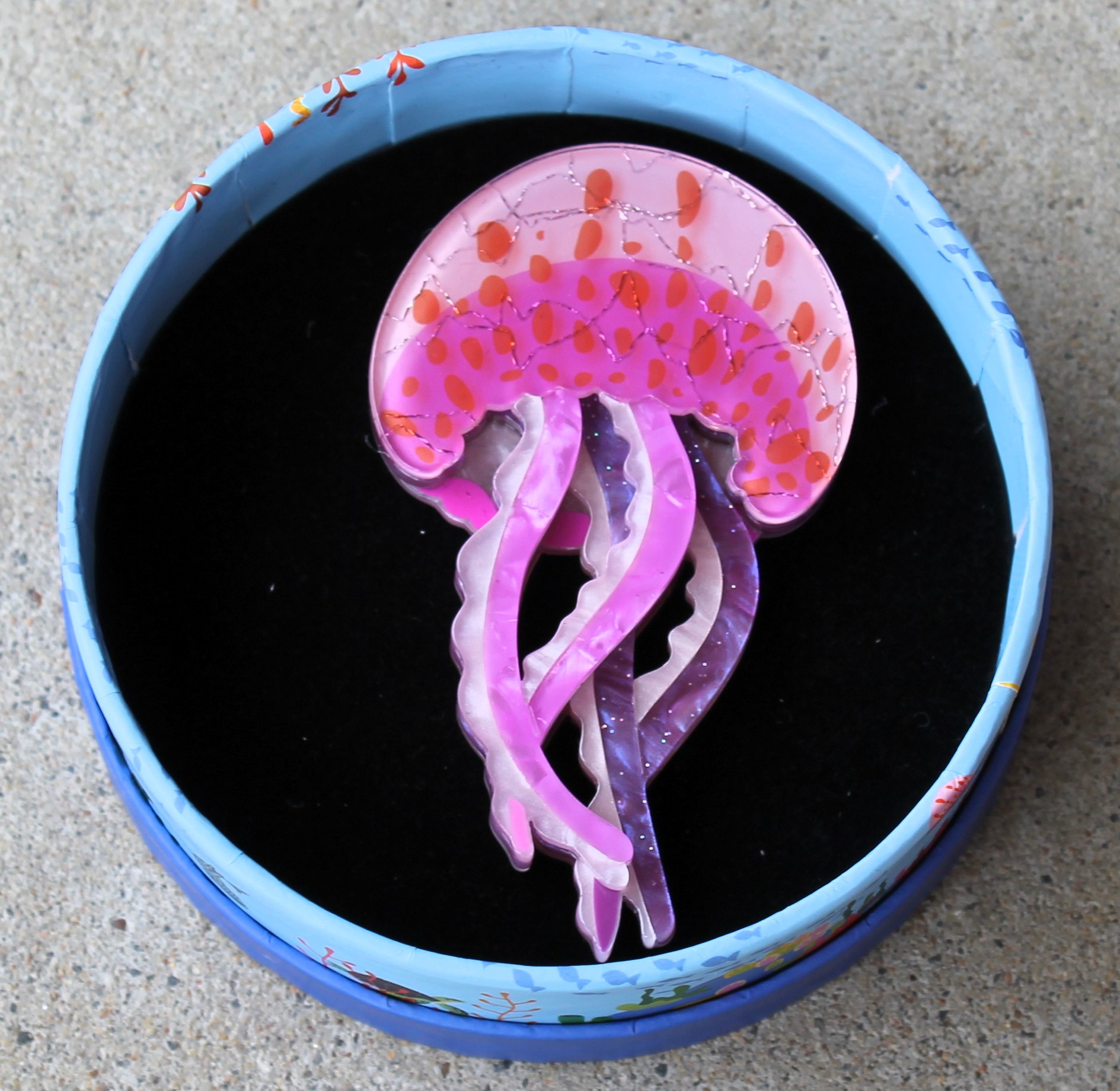 Erstwilder Brooch - Mauve Stinger Jellyfish - morpeth antique centre hunter valley erstwilder australia ocean sea pacific region brooch necklace enamel pin earring stud drop retro collectable great barrier reef foundation queensland reef coral mauve stinger jellyfish
