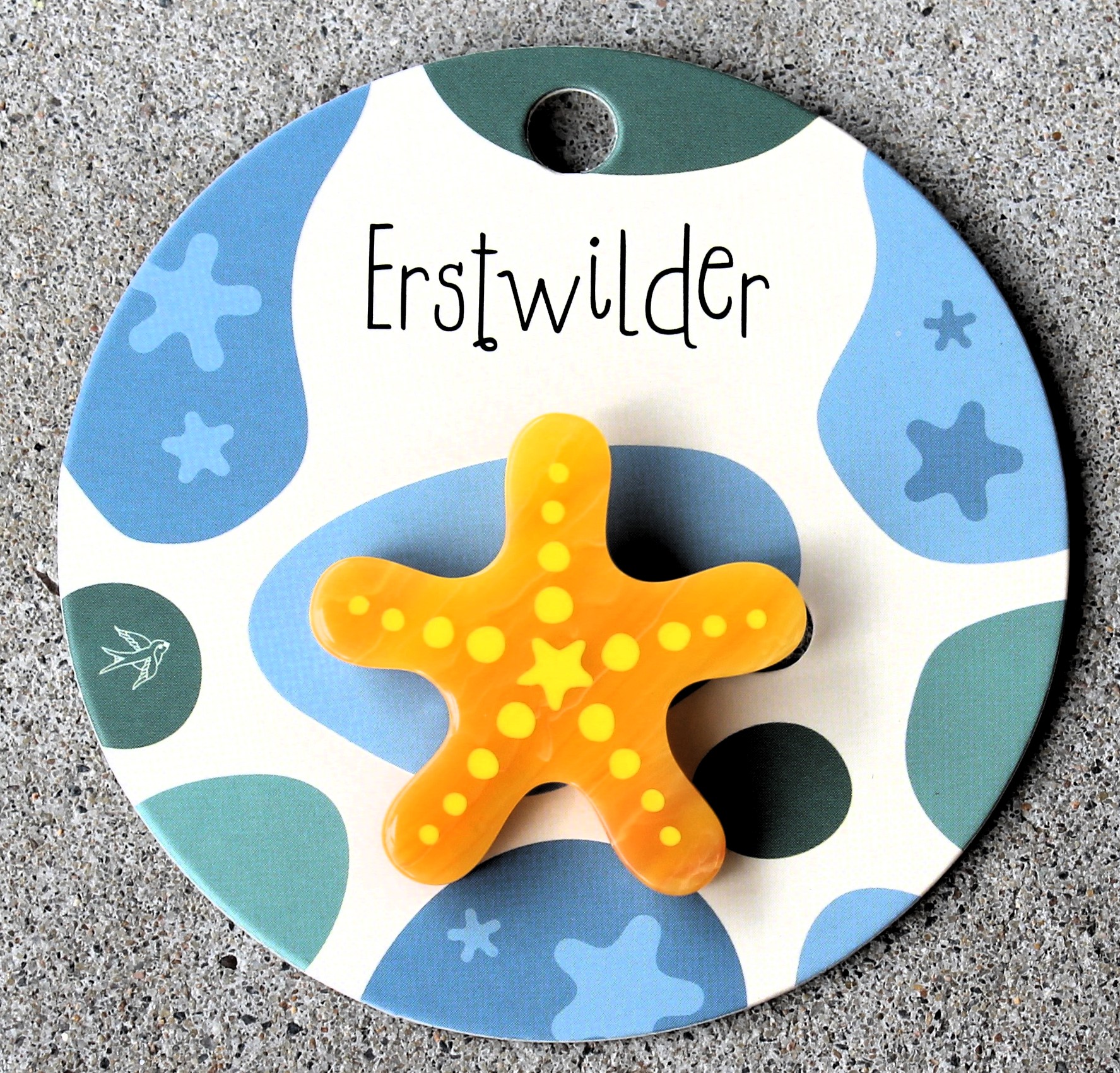 Erstwilder Mini Brooch - Starfish Yellow - morpeth antique centre hunter valley erstwilder australia ocean sea pacific region brooch necklace enamel pin earring stud drop retro collectable great barrier reef foundation queensland reef coral star fish