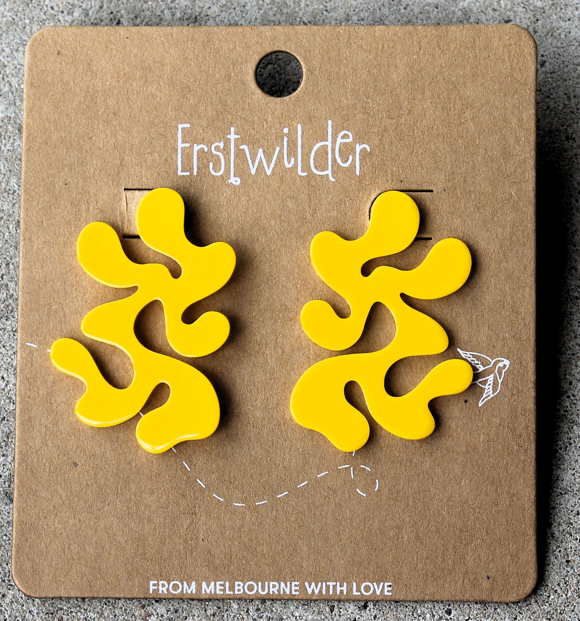 Erstwilder Earrings - Coral Yellow - morpeth antique centre hunter valley erstwilder australia ocean sea pacific region brooch necklace enamel pin earring stud drop retro collectable great barrier reef foundation queensland reef coral yellow