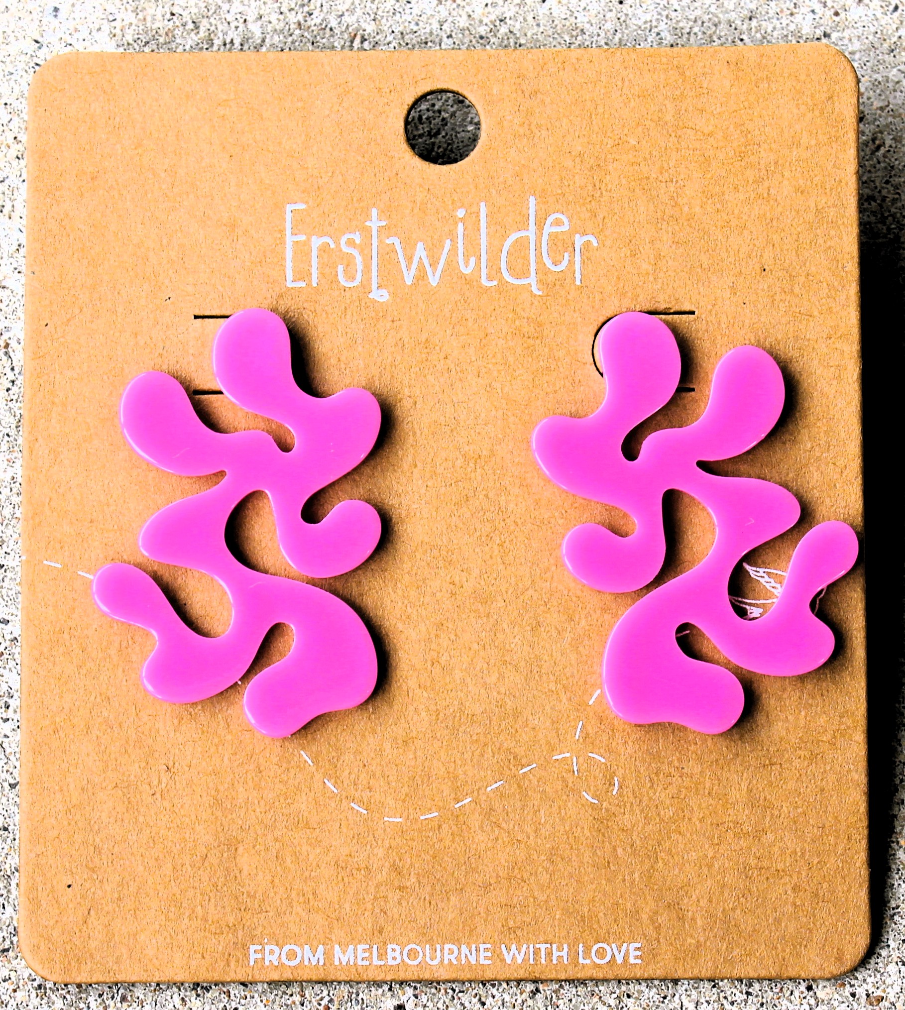 Erstwilder Earrings - Coral Pink - morpeth antique centre hunter valley erstwilder australia ocean sea pacific region brooch necklace enamel pin earring stud drop retro collectable great barrier reef foundation queensland reef coral pink