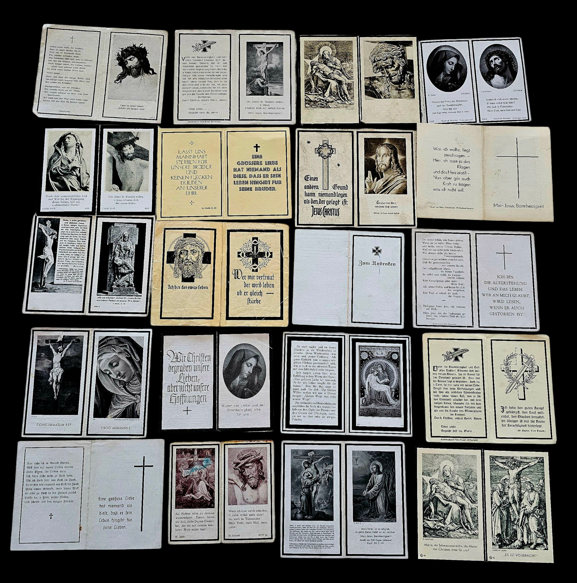 German WWII Funeral Cards (Group G) - morpeth antique centre hunter valley region german death cards funeral world war two WWII third reich soldier heer army wehrmacht luftwaffe airforce navy kriegsmarine panzer grenadier artillery gebergsjager mountain infantry
