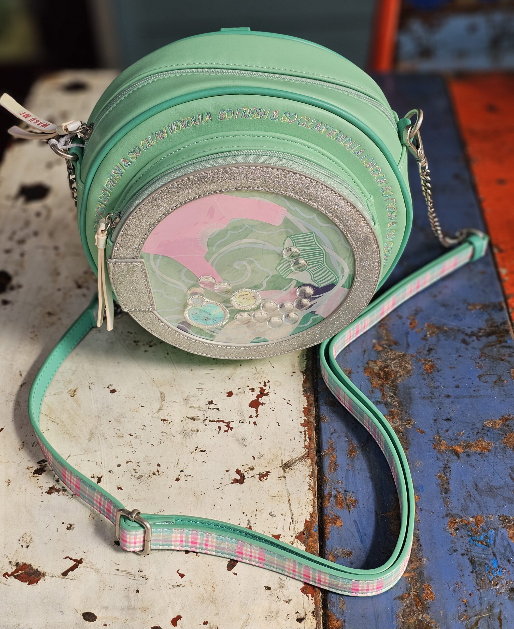 Vendula Backpack Crossbody Bag - Laundromat - morpeth gift gallery hunter valley region vendula london vegan handbag shop store front laundromat bella everly hollis grace grab square wallet key coin purse zip mini callaway pouch phone flip universal clipper shopper backpack