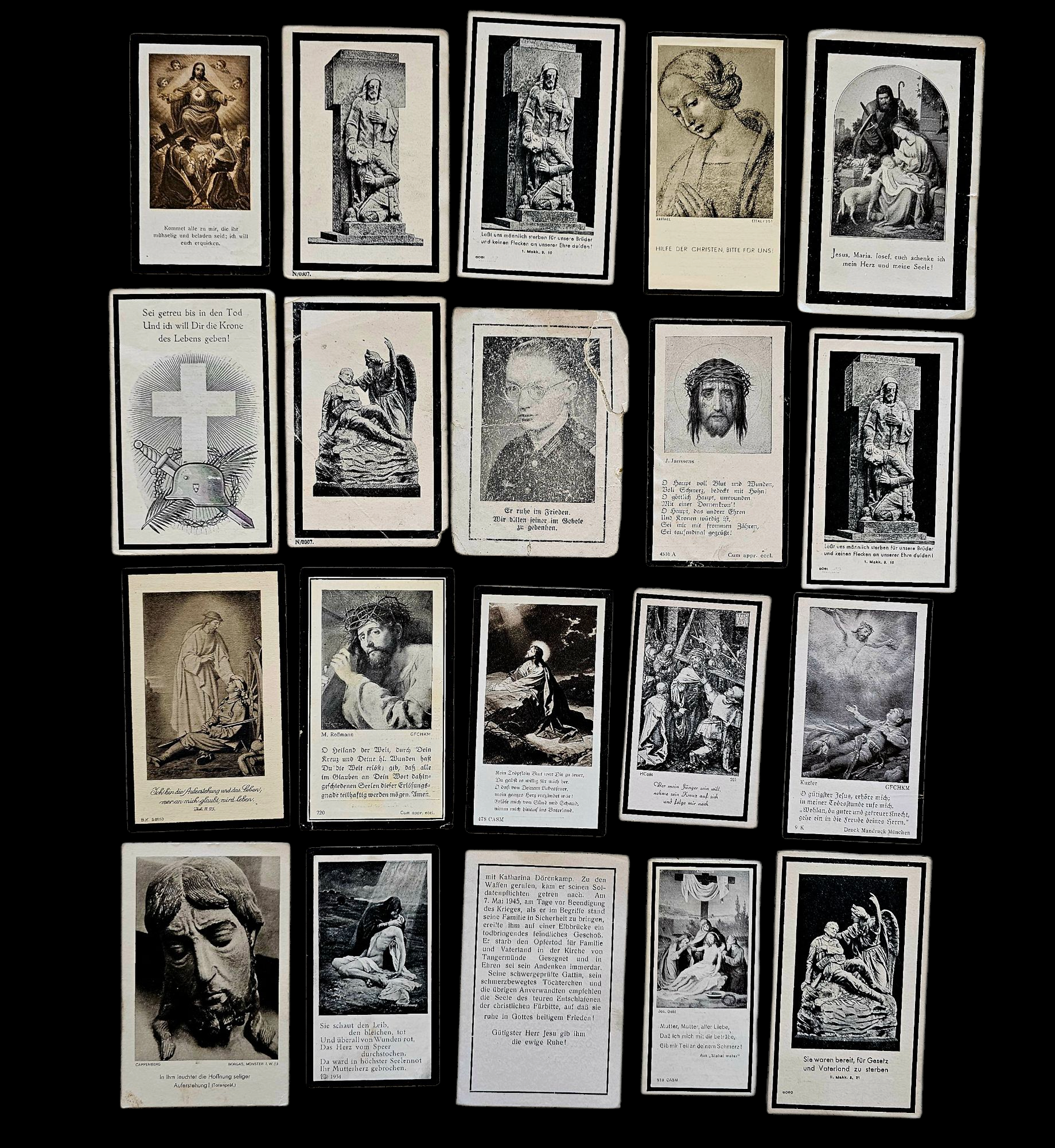 German WWII Funeral Cards (Group M) - morpeth antique centre hunter valley region world war two WWII german funeral death cards third reich soldier wehrmacht navy kriegsmarine heer army airforce luftwaffe group M
