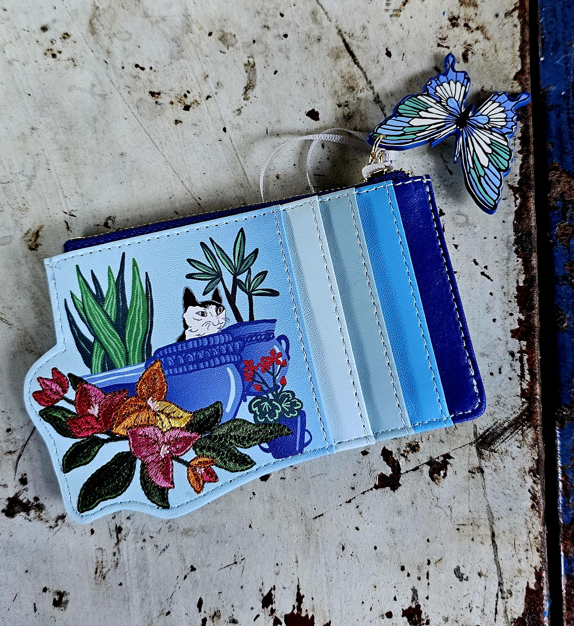 Vendula Zip Card Wallet - Gardens of the World Greece - morpeth hunter valley region gift gallery vendula london handbag store shop front vegan noa sands tropical shirt grab card wallet pouch phone holiday gardens of world greece santorini athens mykonos hydra naxos paros