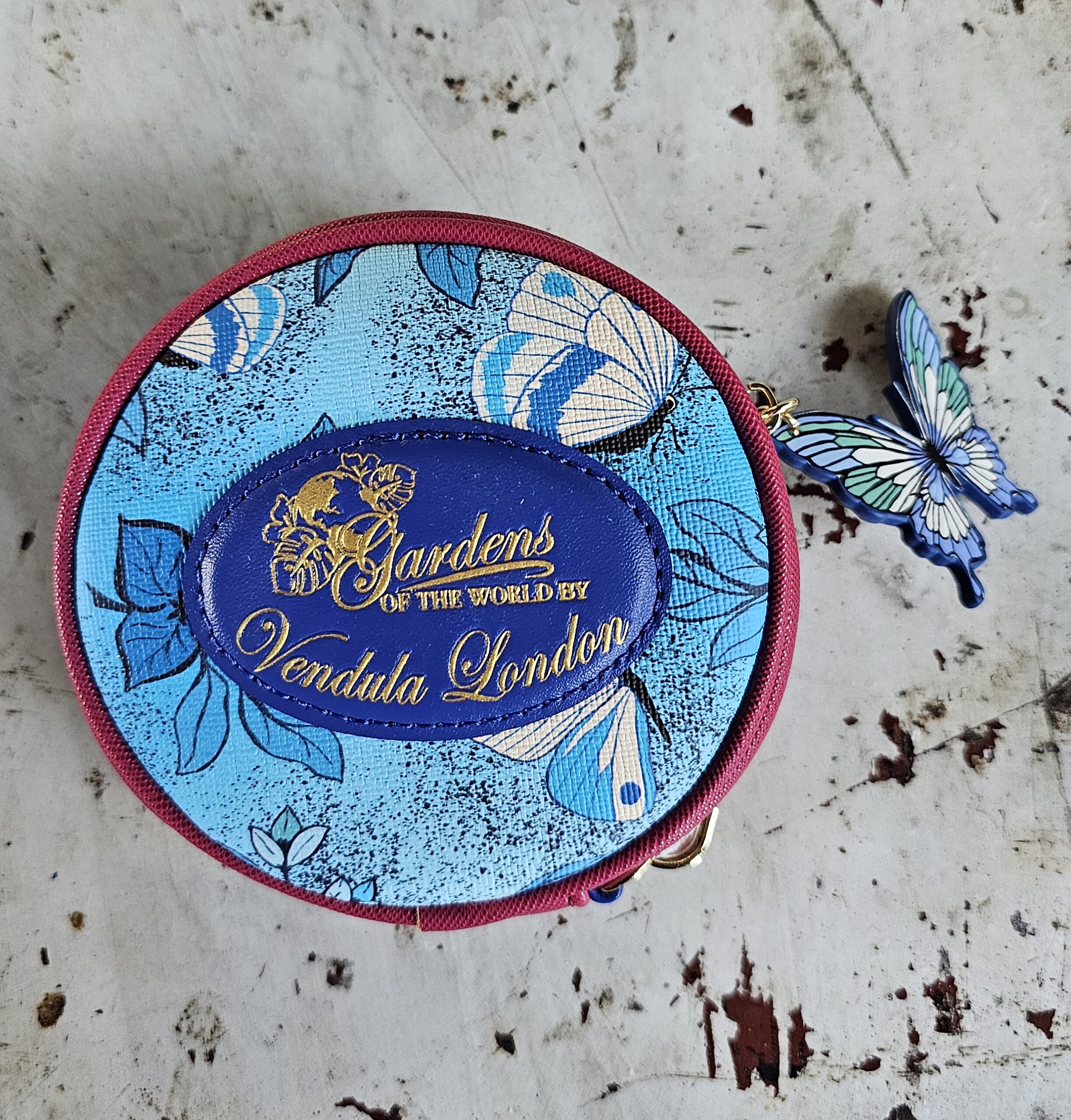Vendula Round Coin Purse - Gardens of the World Greece - morpeth hunter valley region gift gallery vendula london handbag store shop front vegan noa sands tropical shirt grab card wallet pouch phone holiday gardens of world greece santorini athens mykonos hydra naxos paros round coin purse
