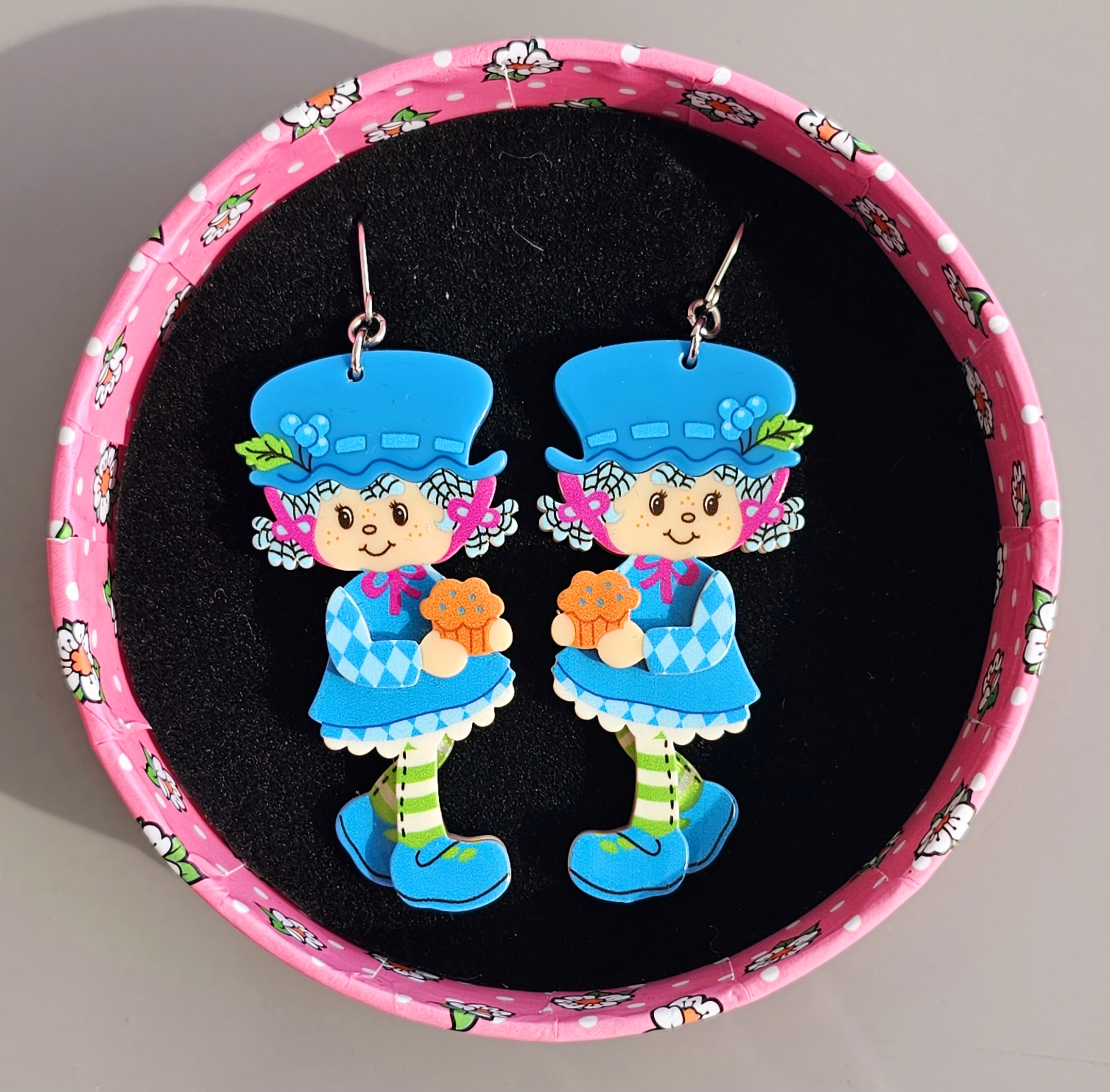 Erstwilder Earrings - Blueberry Muffin - morpeth antique centre hunter valley region erstwilder brooch earrings necklace enamel pin wall art mini strawberry shortcake retro collectable resin art blueberry muffin