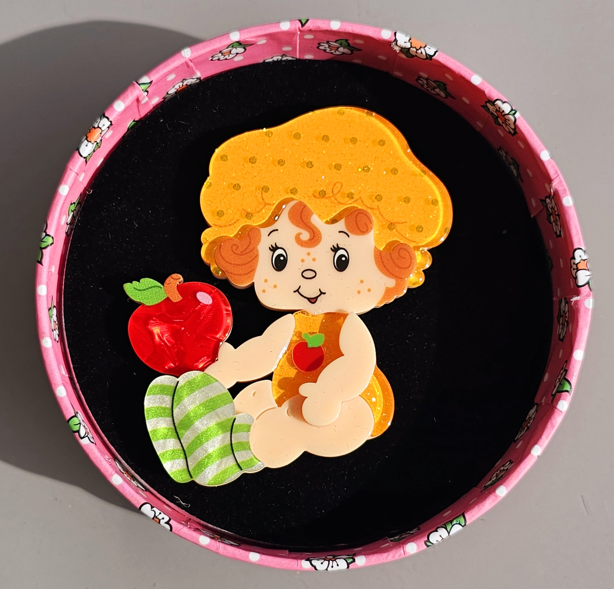 Erstwilder Brooch - Apple Dumplin' - morpeth antique centre hunter valley region erstwilder brooch earrings necklace enamel pin wall art mini strawberry shortcake retro collectable resin art blueberry muffin apple dumplin' dumpling