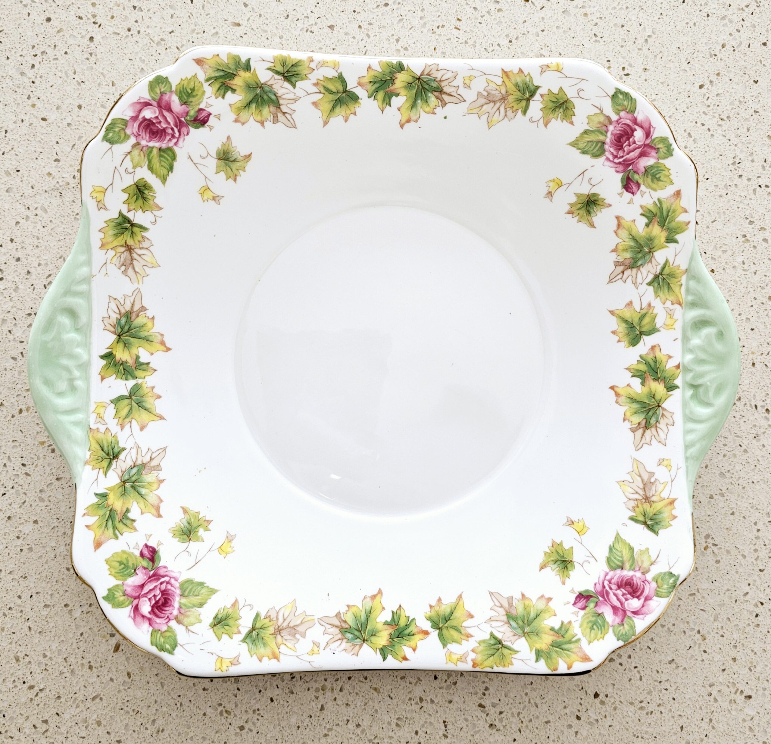 Shelley Bowl 1920's - morpeth antique centre hunter valley region shelly dainty royalty cup saucer plate trio roses and grape vine ivy leaves leaf maple plate platter sandwich cake biscuit