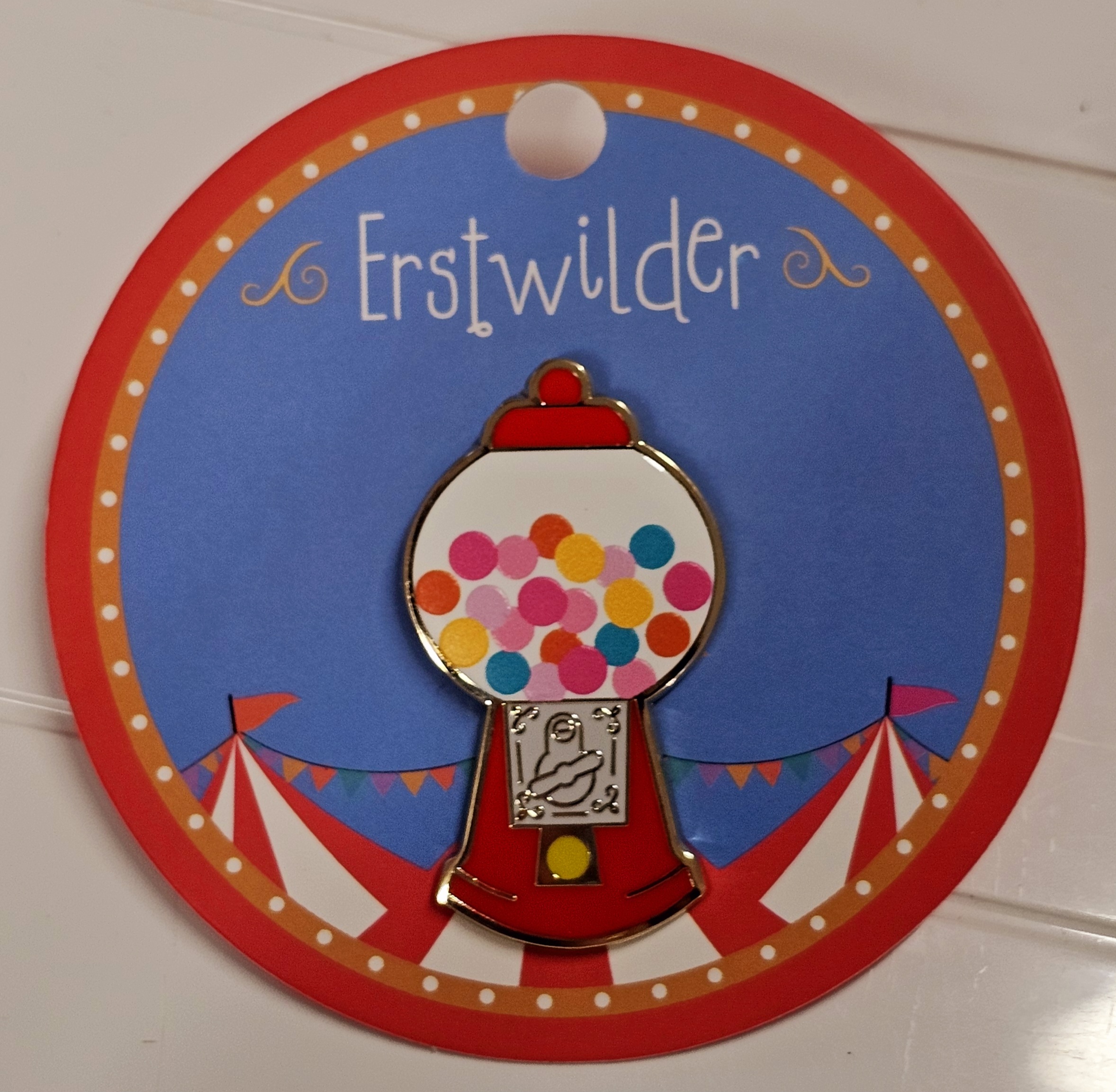 Erstwilder Enamel Pin - Gumball Surprise - morpeth antique centre hunter valley region erstwilder brooch necklace enamel pin earrings a day at the fair circus carnival show time entertainment gumball surprise