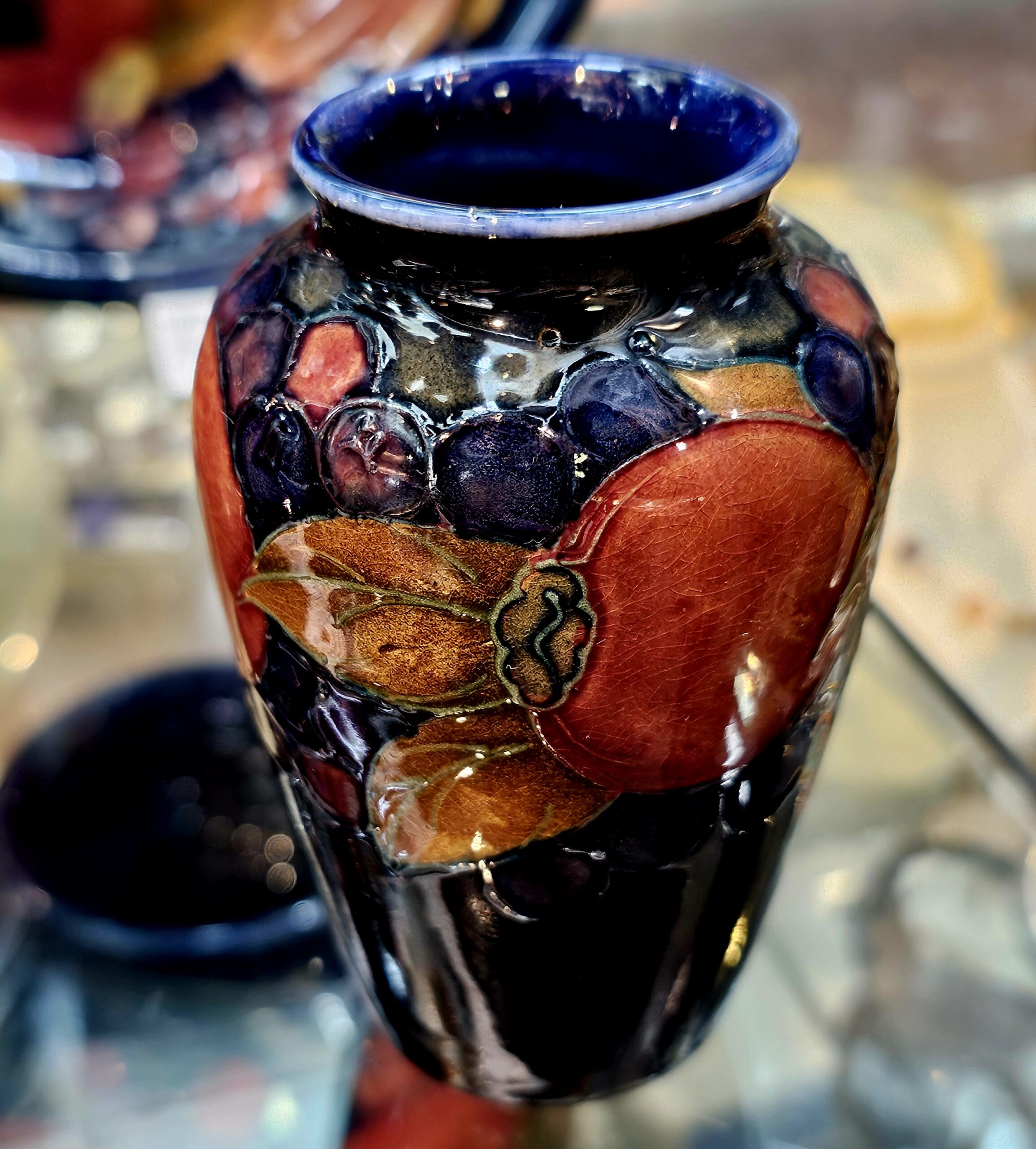 Moorcroft Pottery Vase - morpeth antique centre hunter valley region william walter moorcroft pottery ceramics vase ink well candlestick plate bowl dish england stoke on trent handmade vintage