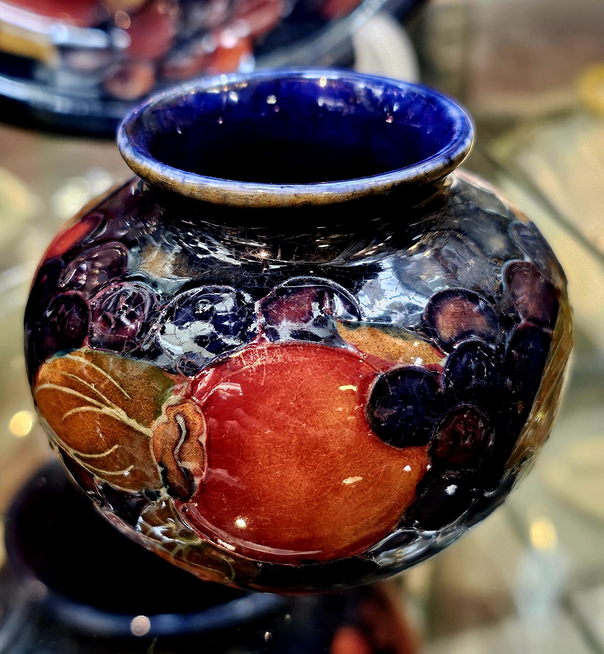 Moorcroft Pottery Squat Vase - morpeth antique centre hunter valley region william walter moorcroft pottery ceramics vase ink well candlestick plate bowl dish england stoke on trent handmade vintage