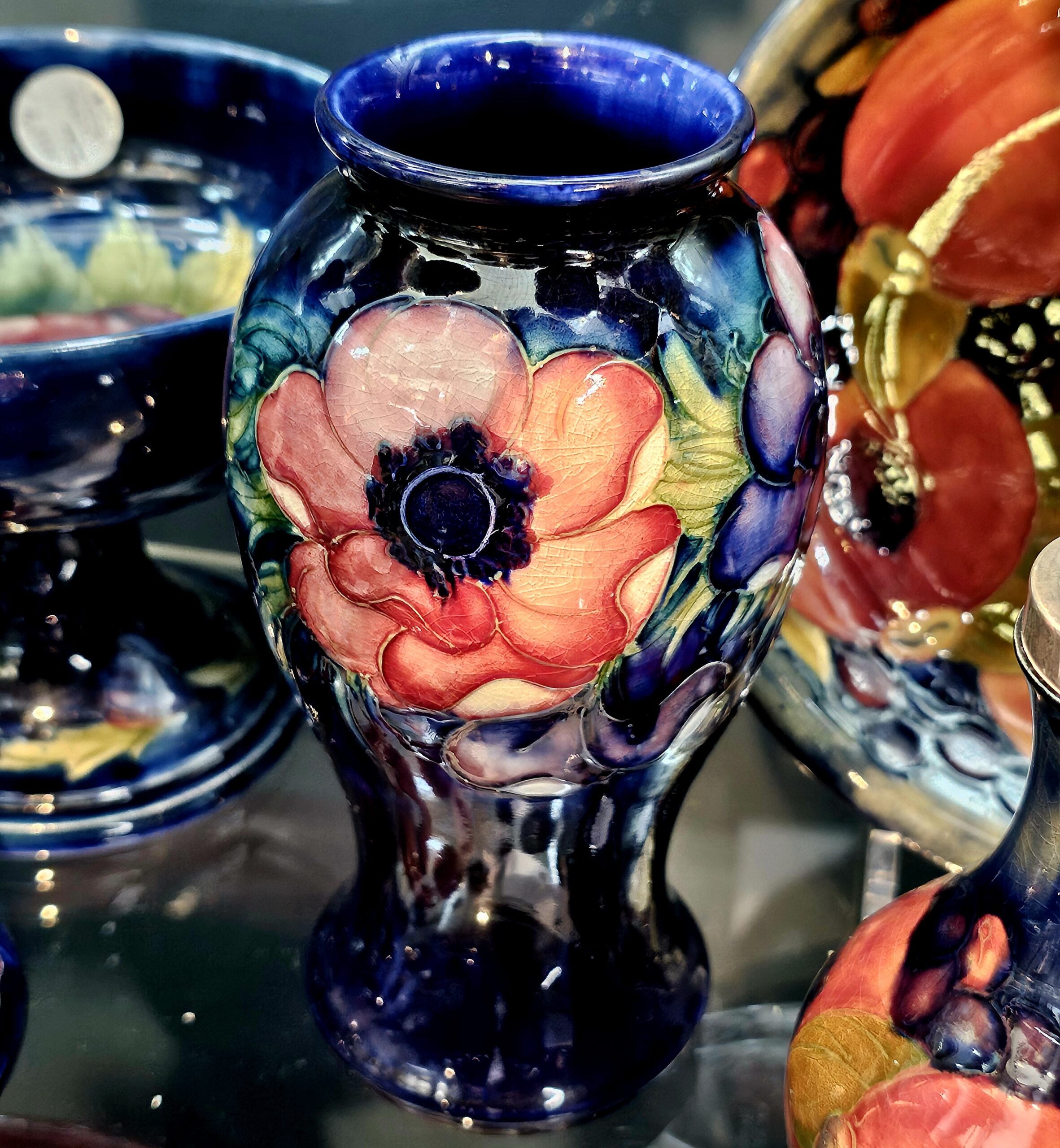 Moorcroft vase - morpeth antique centre hunter valley region william walter moorcroft pottery ceramics vase ink well candlestick plate bowl dish england stoke on trent handmade vintage