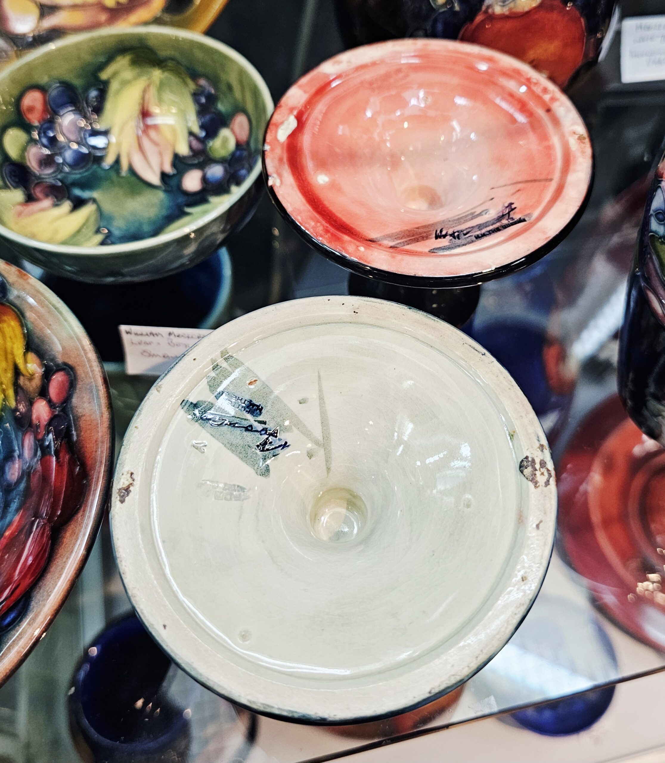 Moorcroft Candlestick Pair - morpeth antique centre hunter valley region william walter moorcroft pottery ceramics vase ink well candlestick plate bowl dish england stoke on trent handmade vintage