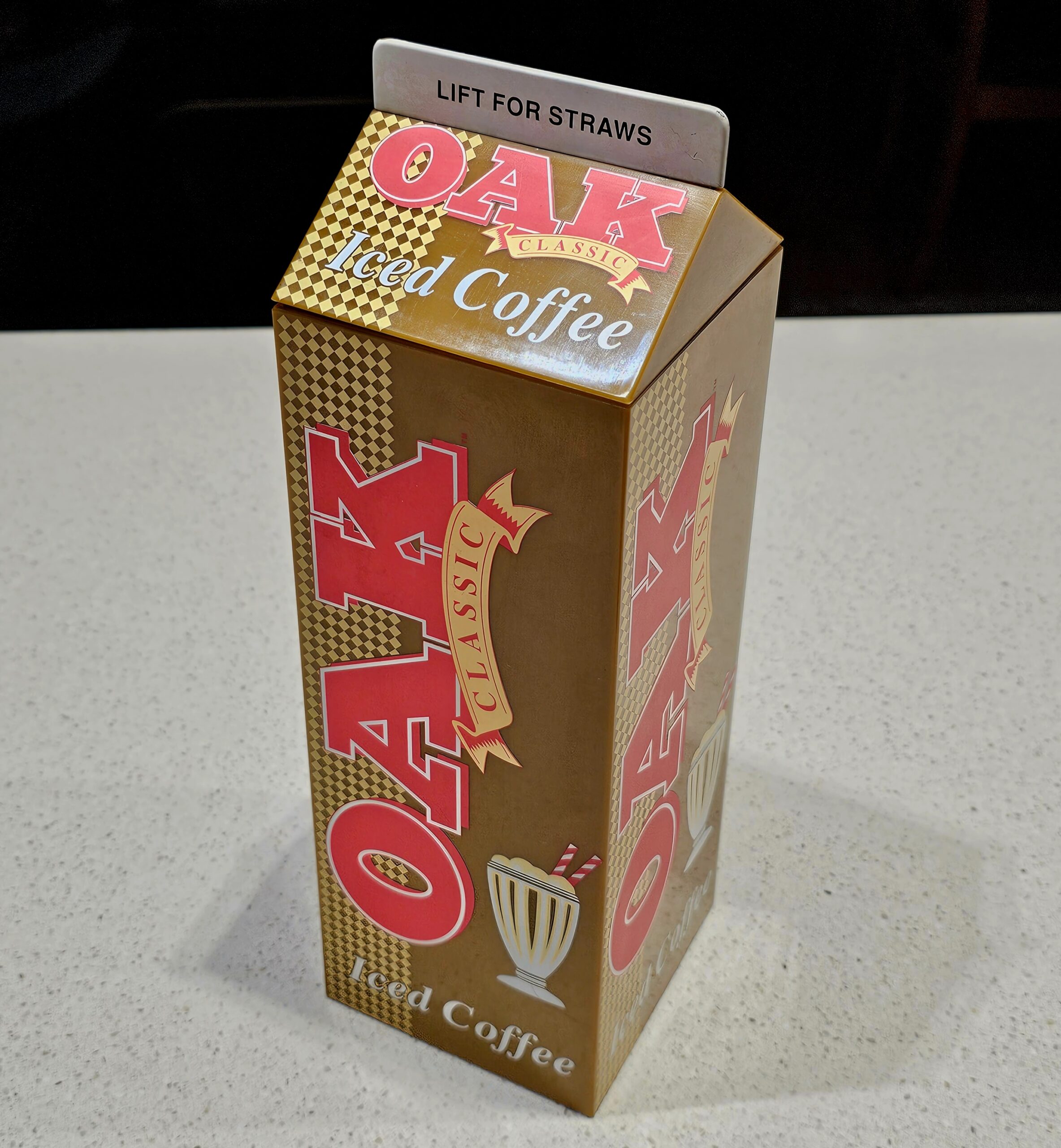 Vintage Oak Milk Straw Dispenser - morpeth antique centre hunter valley region oak iced coffee straw dispenser plastic shop counter store display