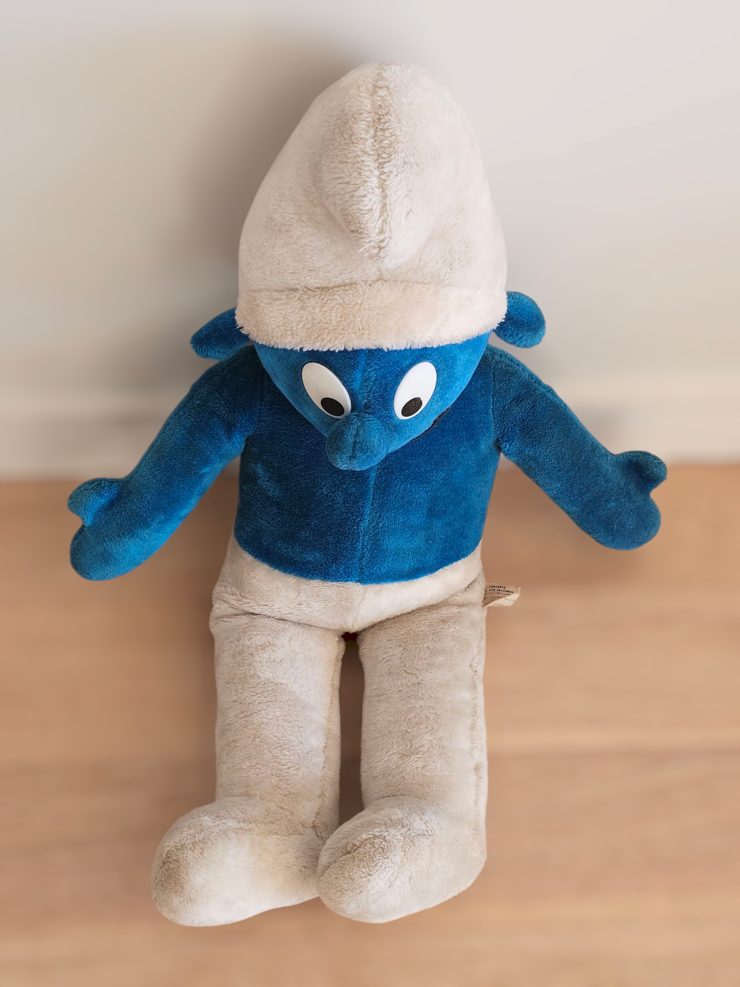 Vintage Smurf - Plush 80cm - morpeth antique centre hunter valley region vintage smurf plush dralon synthetic made in korea bp service stations promotion australia