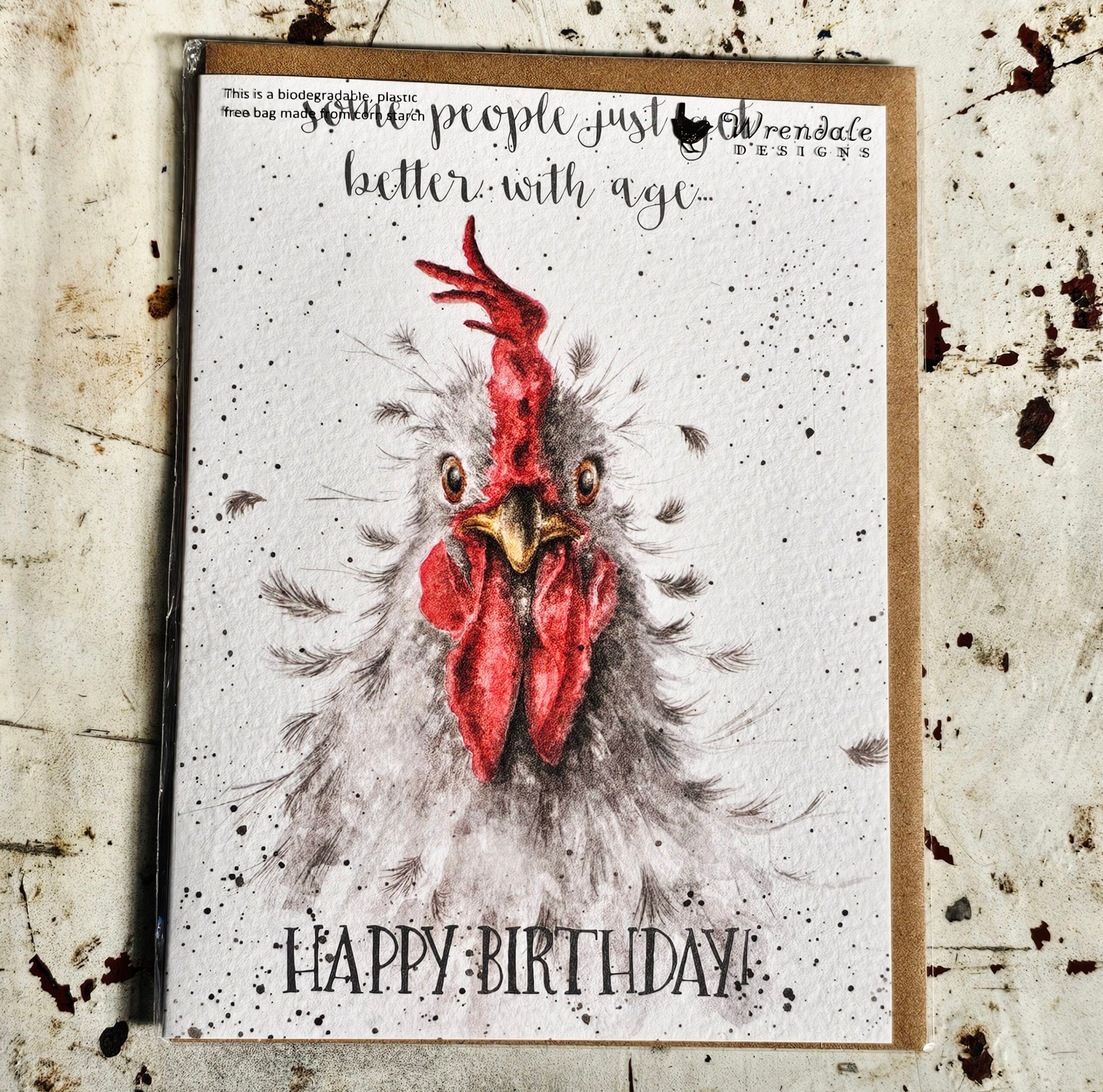 Greeting Card - Better with Age - morpeth gift gallery hunter valley region royal worcester wrendale designs greeting card blank dogs cats woodland animals birds nature happy birthday better with age rooster hen chicken
